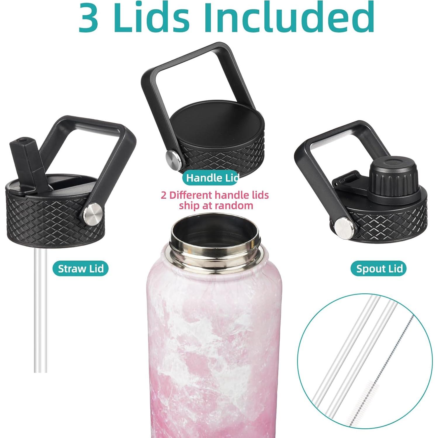 Botella de Agua Aislada Konokyo 651ml 3 Tapas Mármol