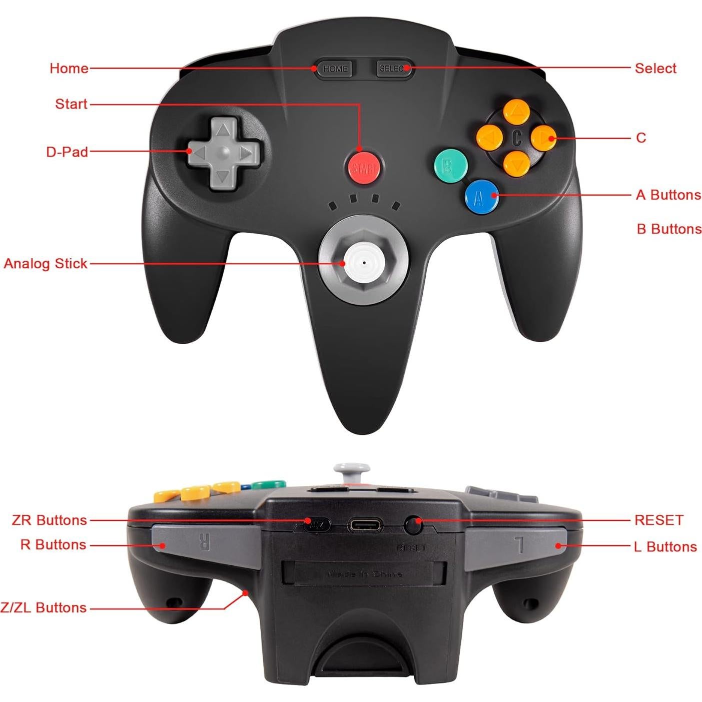 Controladores Inalámbricos KIWITATA N64 para Switch y PC