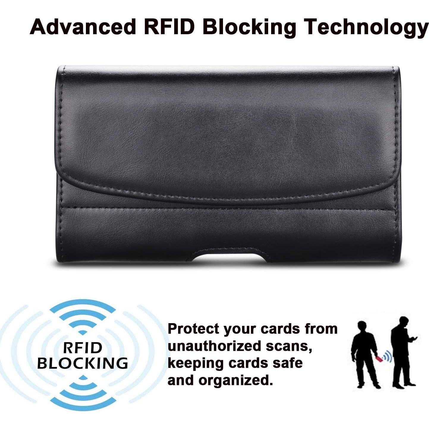 Funda de cuero Takfox para teléfonos grandes con clip