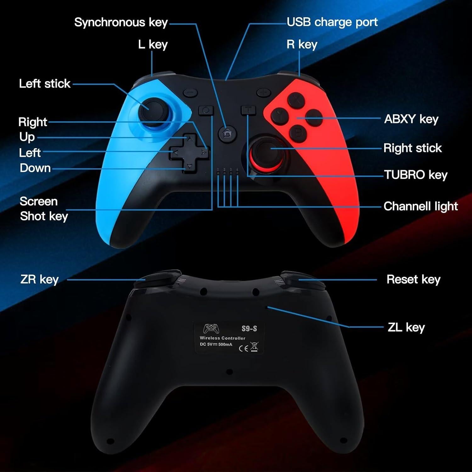 Controlador Pro Inalámbrico USonline911 para Nintendo Switch