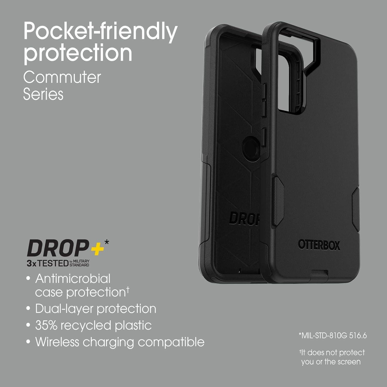 Funda OtterBox Commuter para Galaxy S22 - Negra, Delgada y Resistente