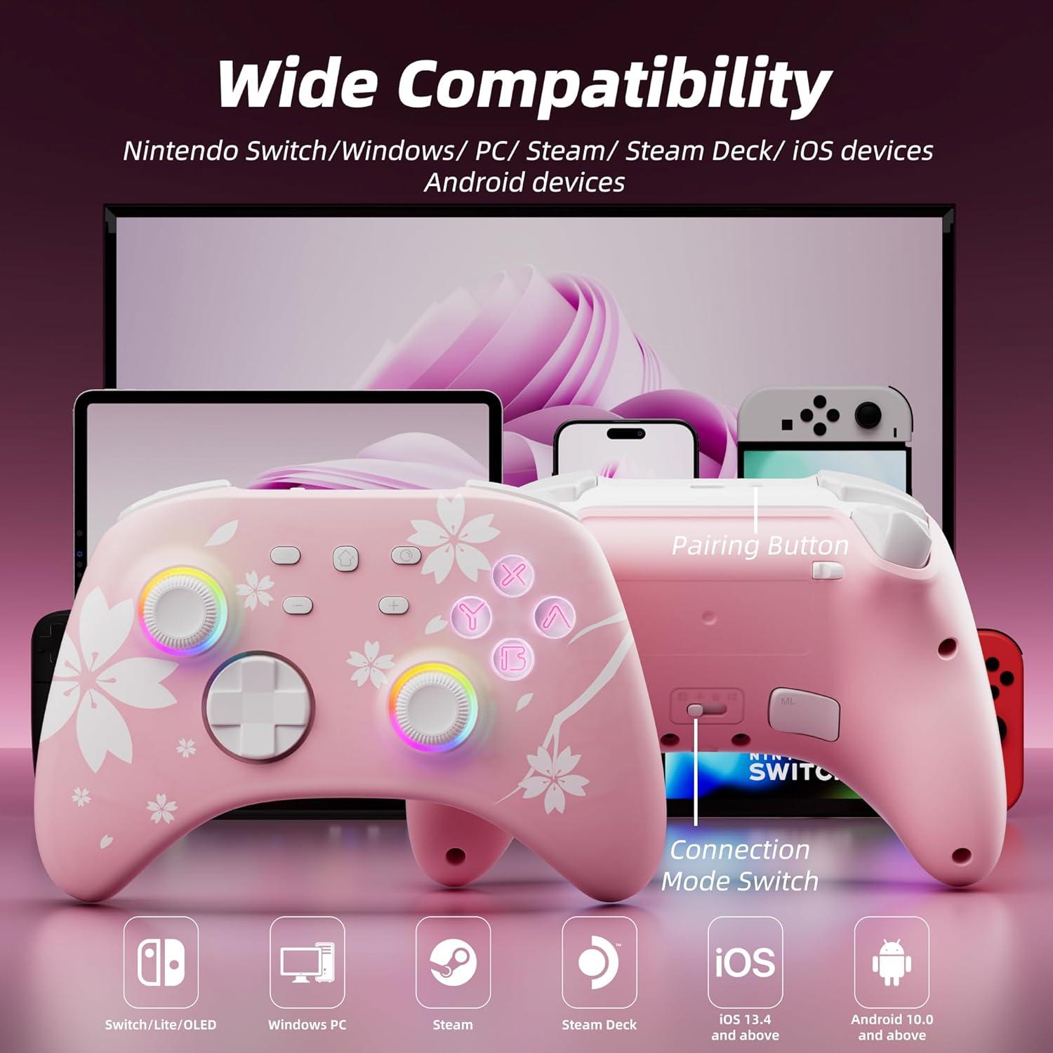 Controlador Pro Inalámbrico Mytrix Rosa Sakura con RGB