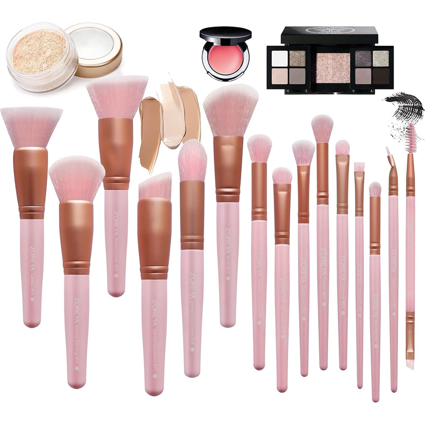 Juego de Brochas de Maquillaje Z'OREYA 15 Piezas Kabuki Sintéticas