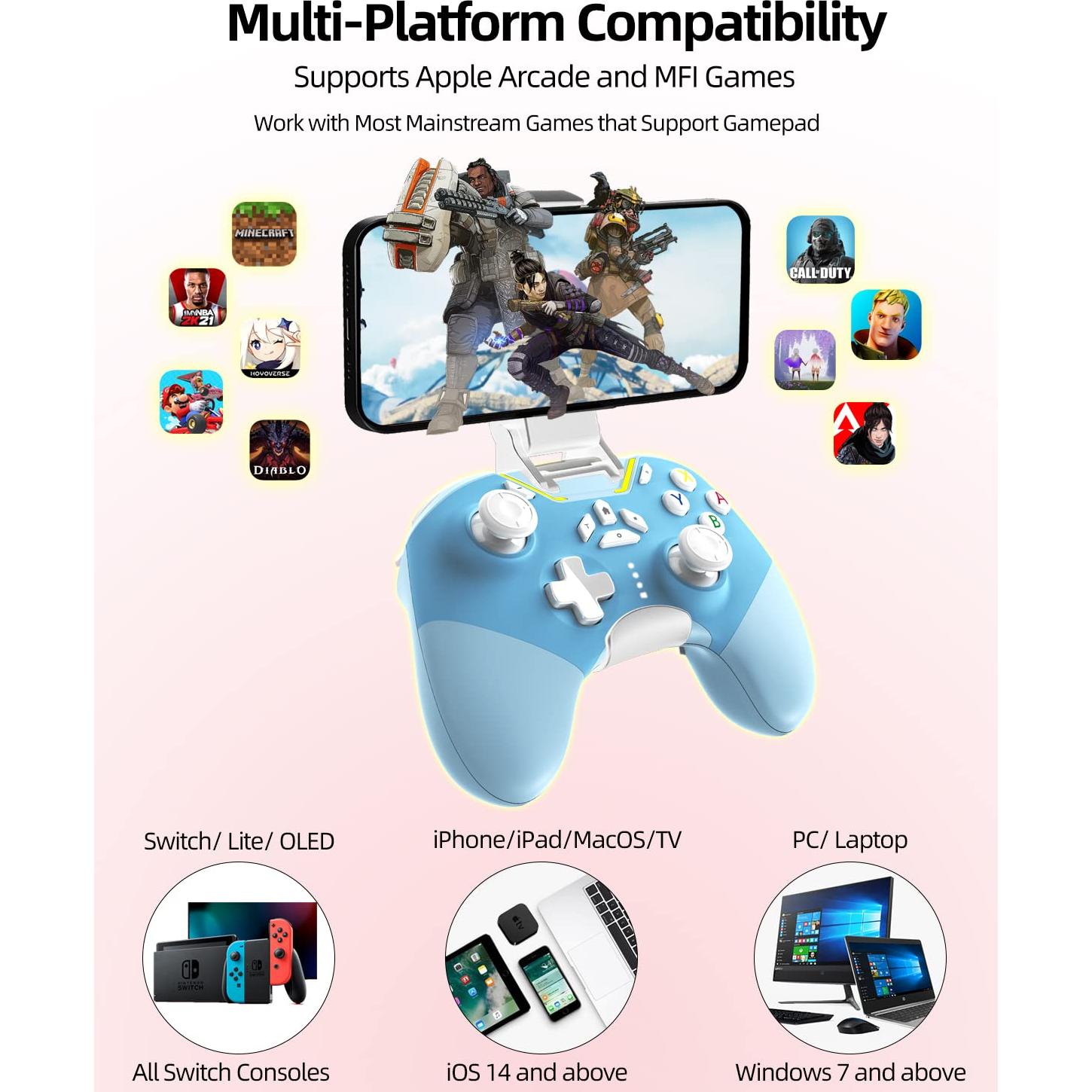 Juego de 2 Controladores Bluetooth Aghi para Nintendo Switch