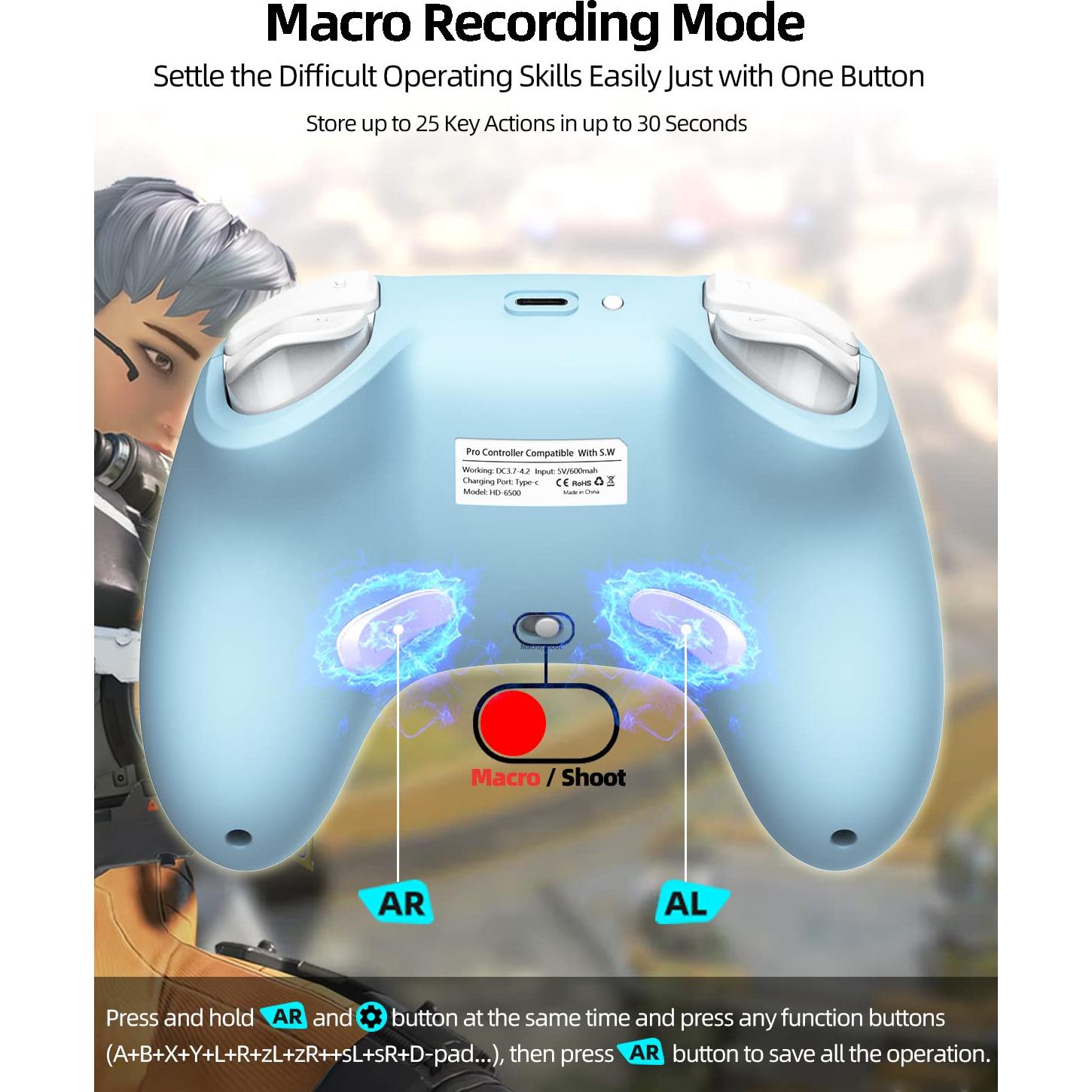 Juego de 2 Controladores Bluetooth Aghi para Nintendo Switch