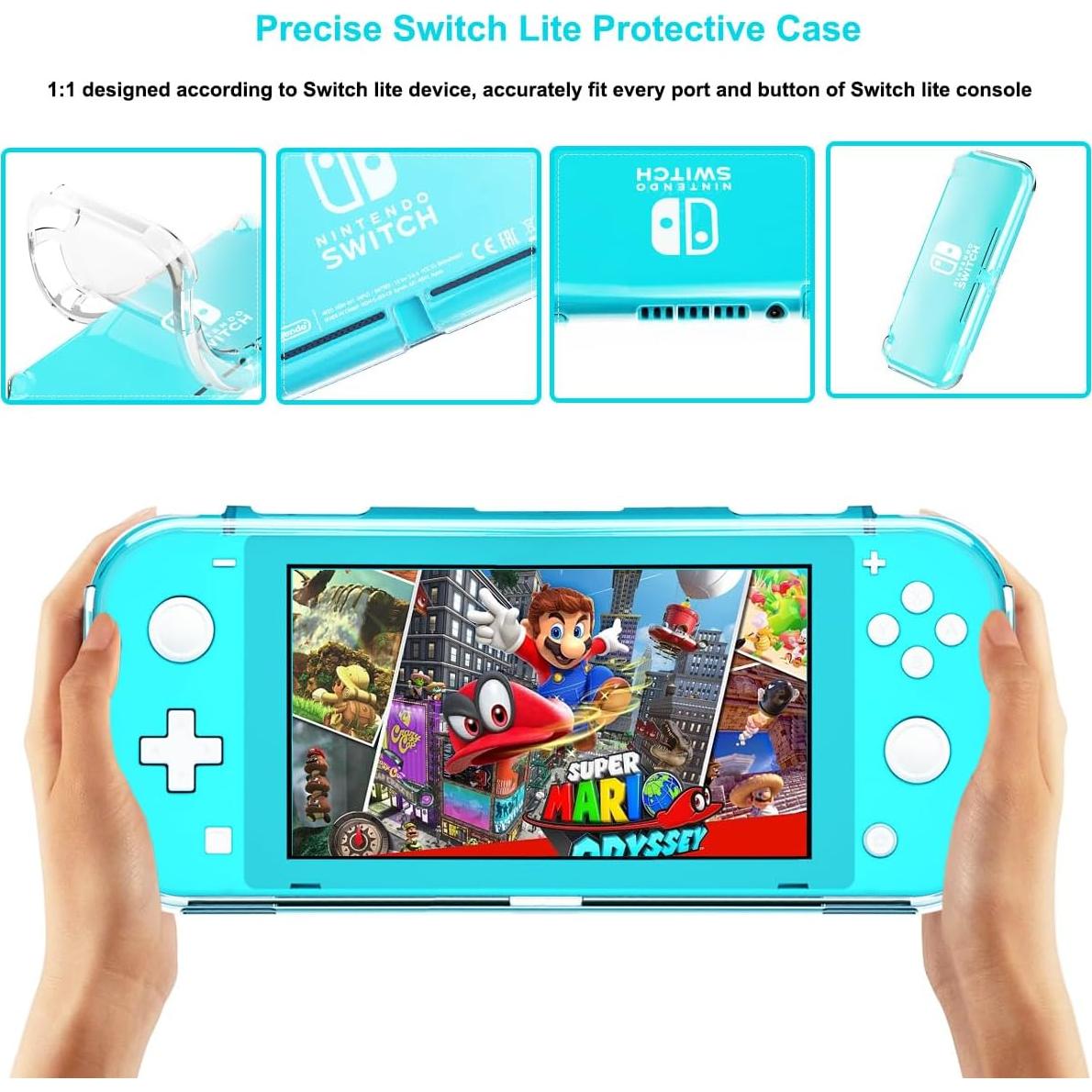 Funda Transparente TPU para Nintendo Switch Lite + 4 Tapas Joystick