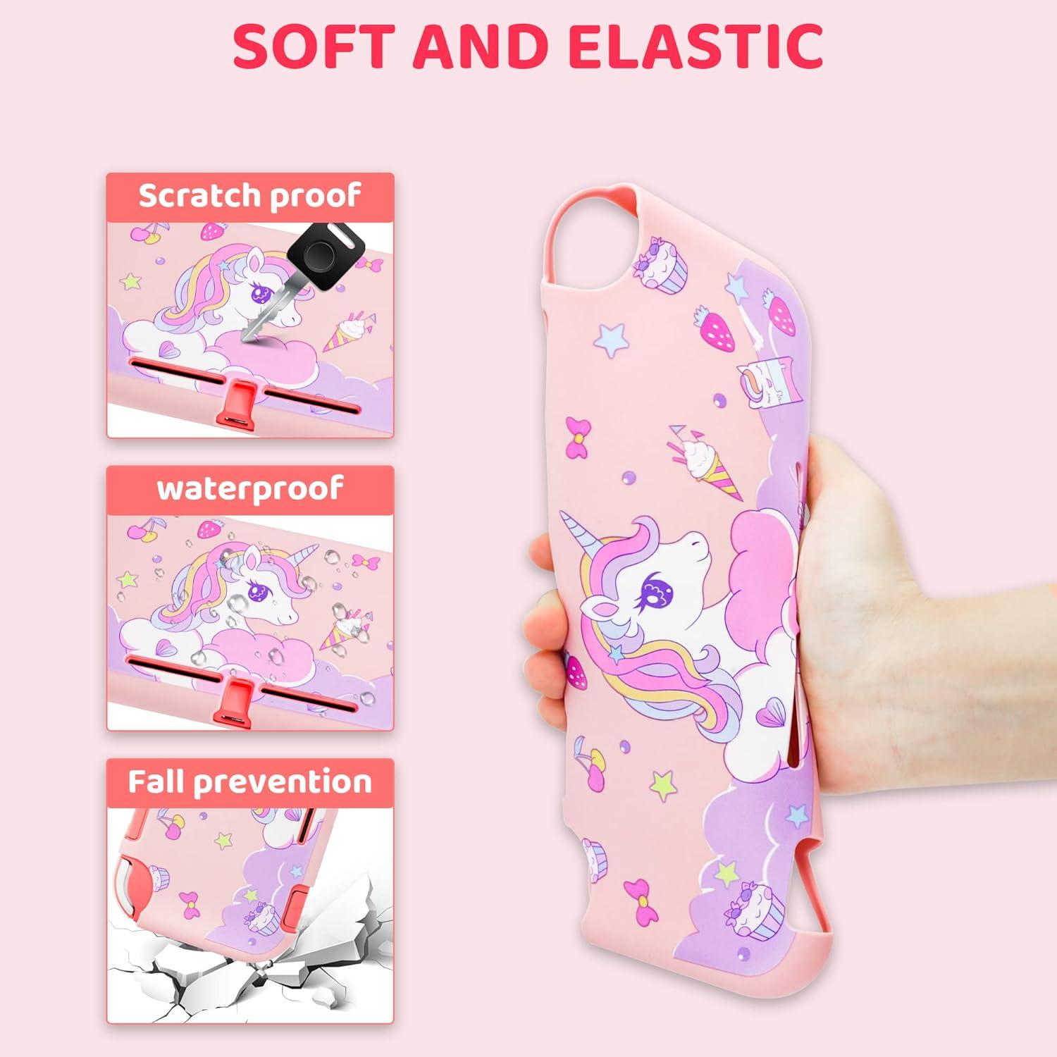 Funda Rosa GLDRAM para Nintendo Switch Lite con Accesorios