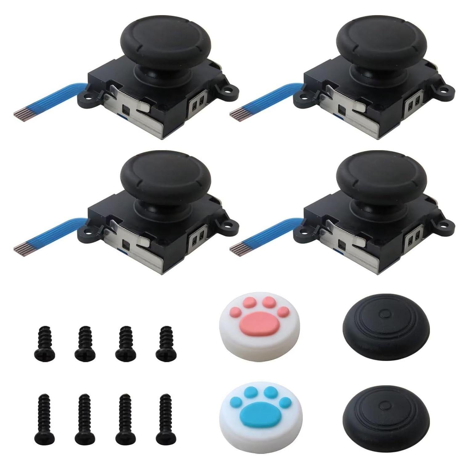 USonline911 4Pcs 2024 Upgraded Replacement 3D Analog Joystick Joypad Replacement Left/Right Repair Kit Thumb Sticks Sensor with 4 “Y” Screws for Nintendo Switch