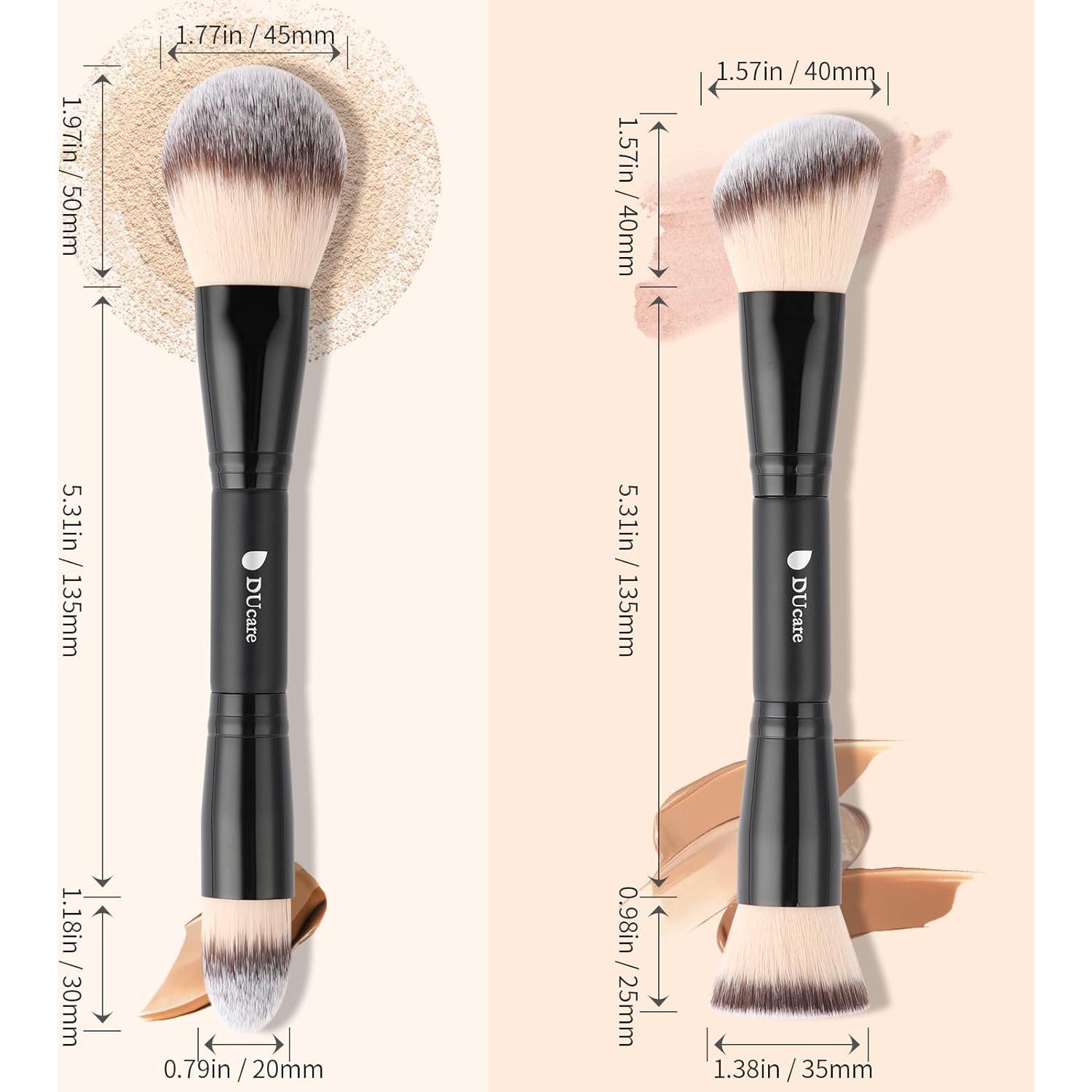 DUcare Juego de Brochas de Maquillaje Doble Punta 2 Pcs Negro