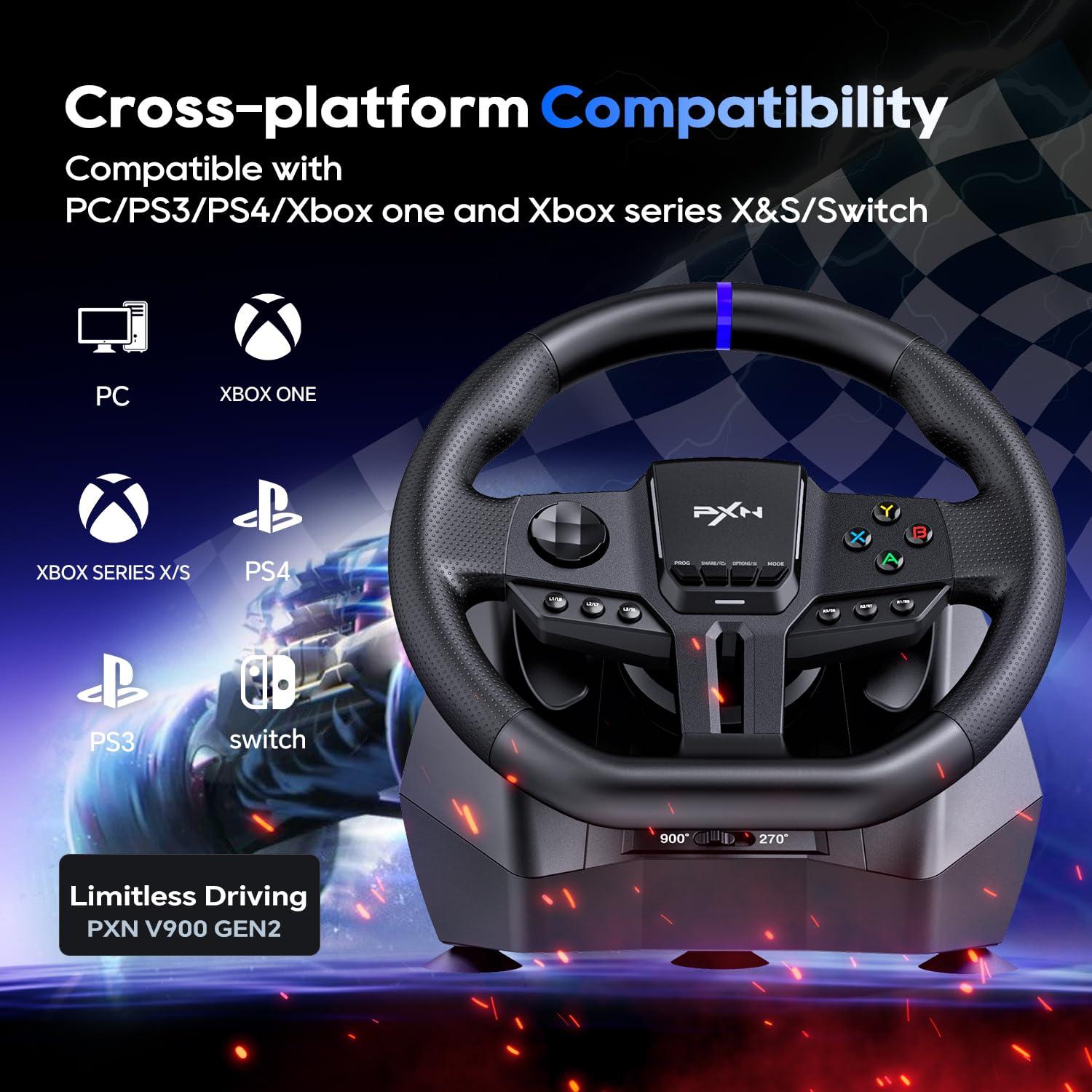 Volante de Carreras PXN V900 GEN2 con Pedales para PC y Consolas