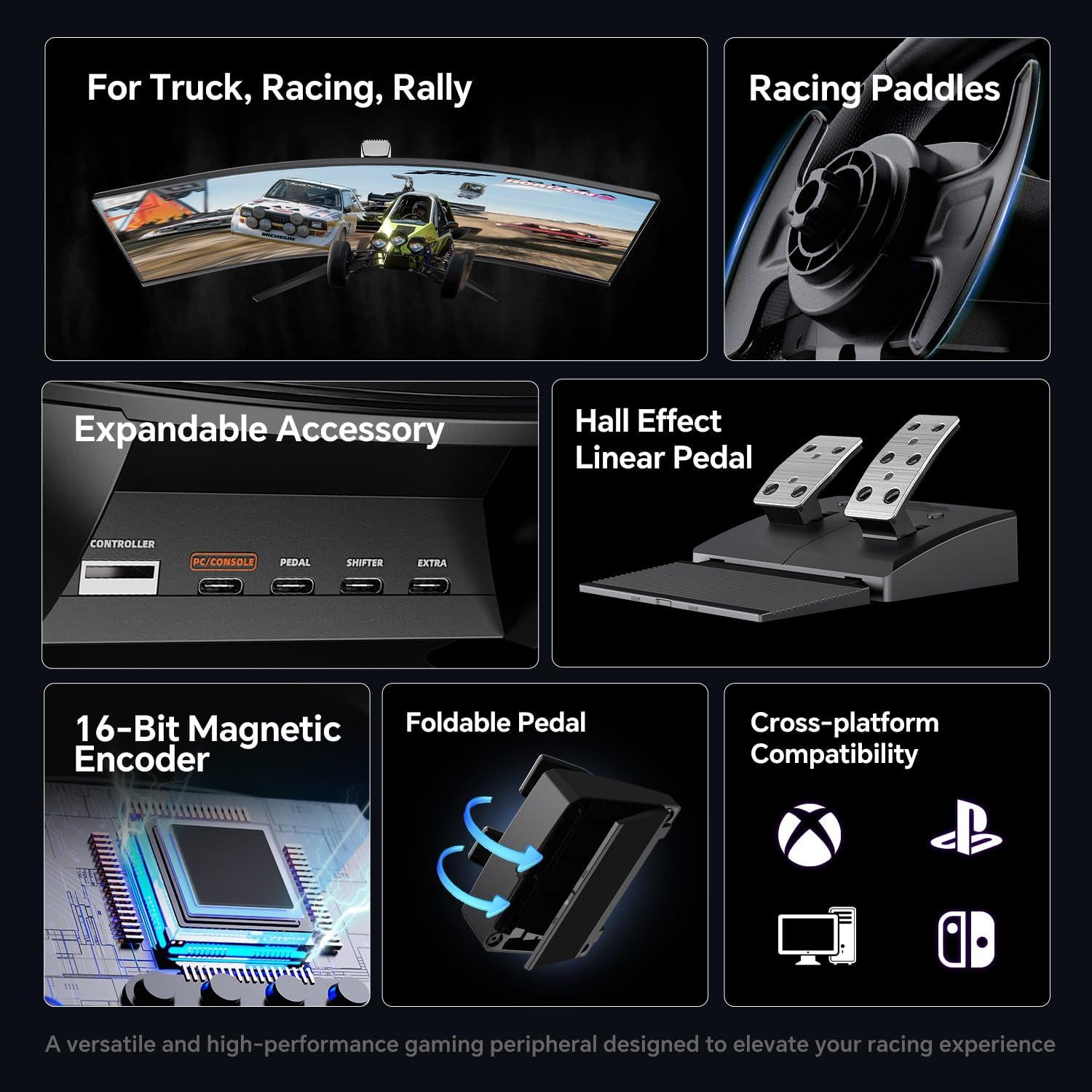 Volante de Carreras PXN V900 GEN2 con Pedales para PC y Consolas