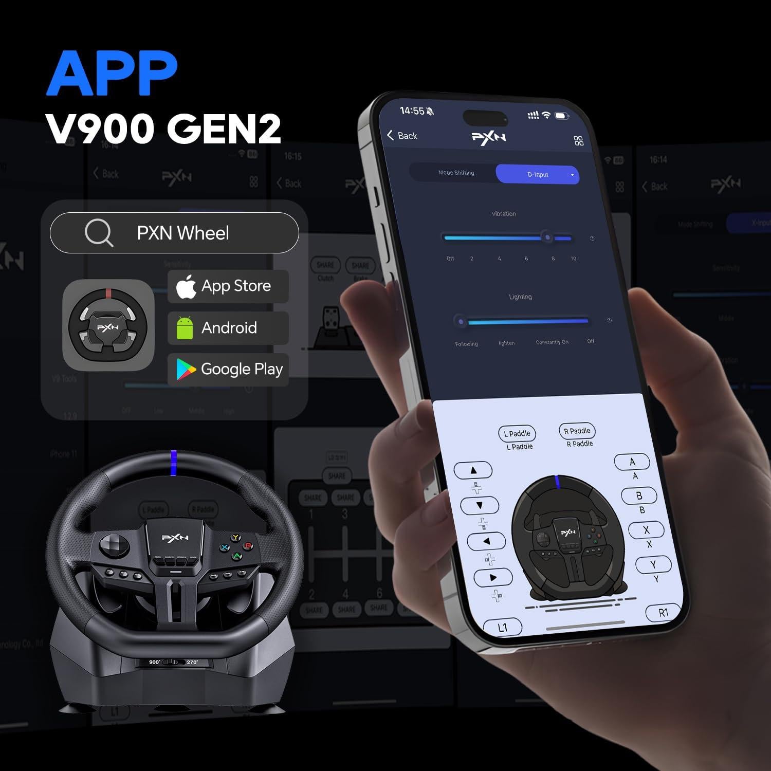 Volante de Carreras PXN V900 GEN2 con Pedales para PC y Consolas