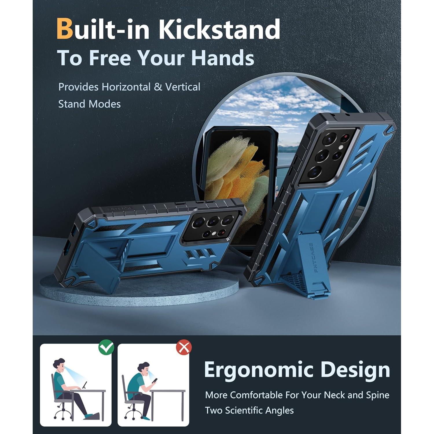 Funda FNTCASE para Samsung Galaxy S21 Ultra 6.8" Azul