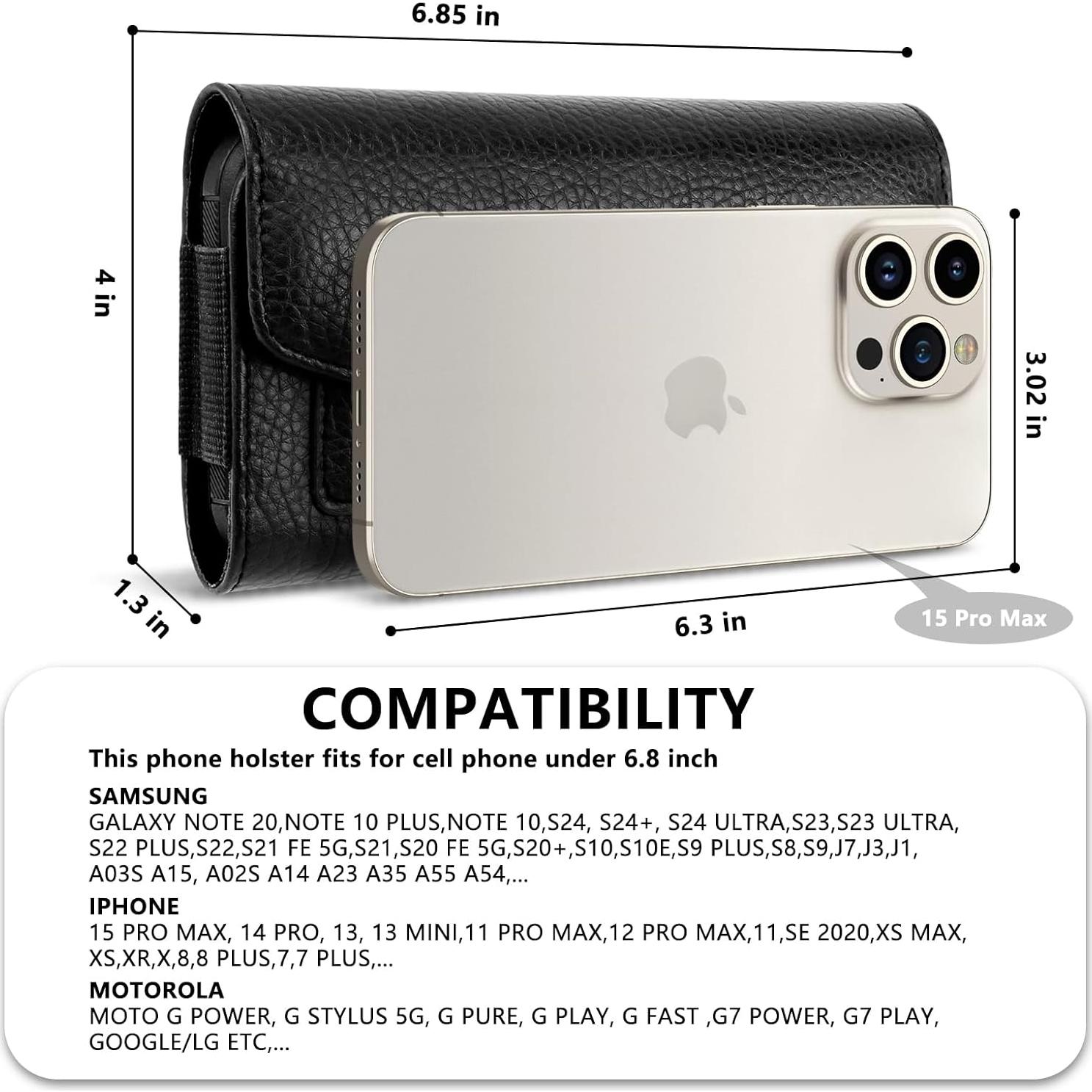 Funda de cuero COCO STARKE para teléfono con clip negro