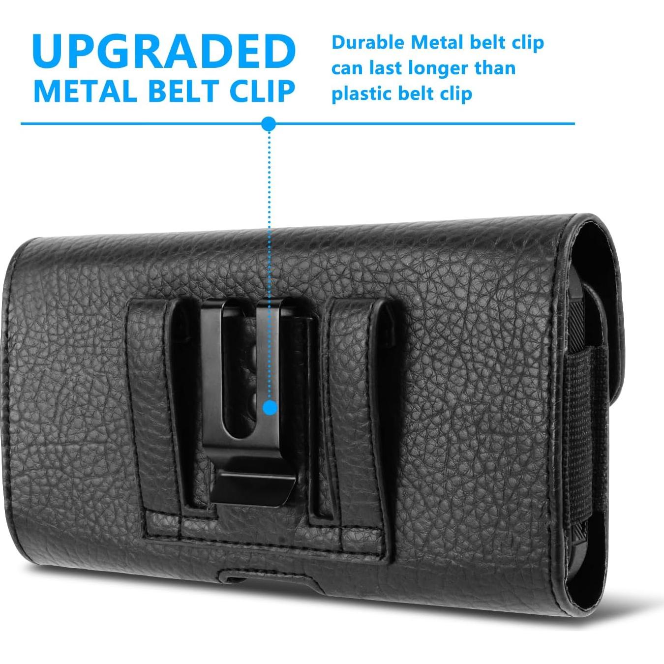 Funda de cuero COCO STARKE para teléfono con clip negro