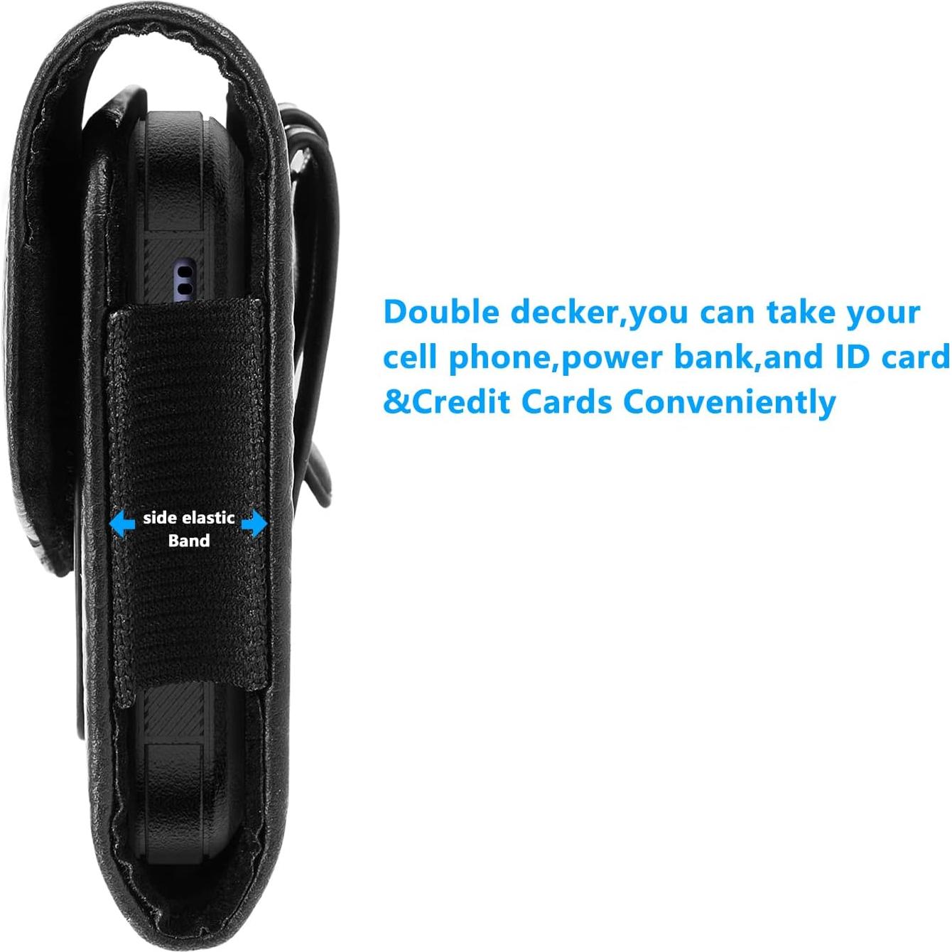 Funda de cuero COCO STARKE para teléfono con clip negro