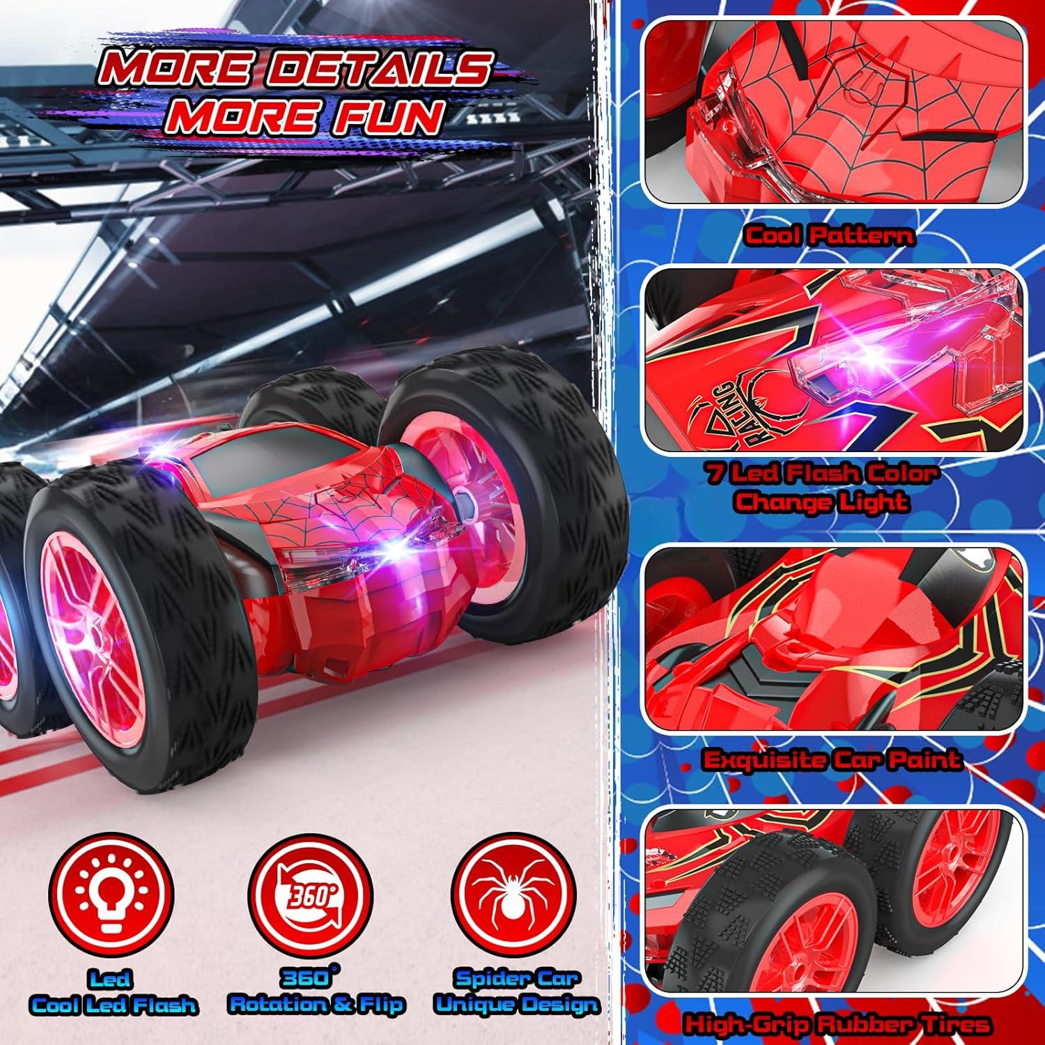 Coche RC Acrobático Wupuaait 1:24 Doble Cara LED Rojo