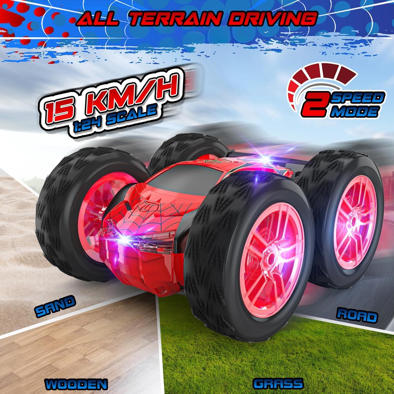 Coche RC Acrobático Wupuaait 1:24 Doble Cara LED Rojo