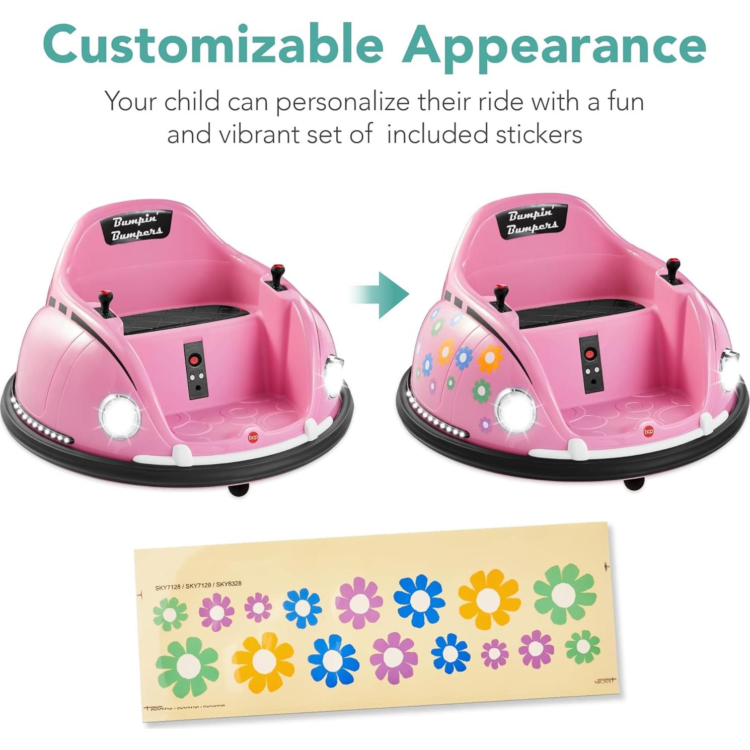 Coche Eléctrico Rosa para Niños 1.5-6 Años Control Remoto