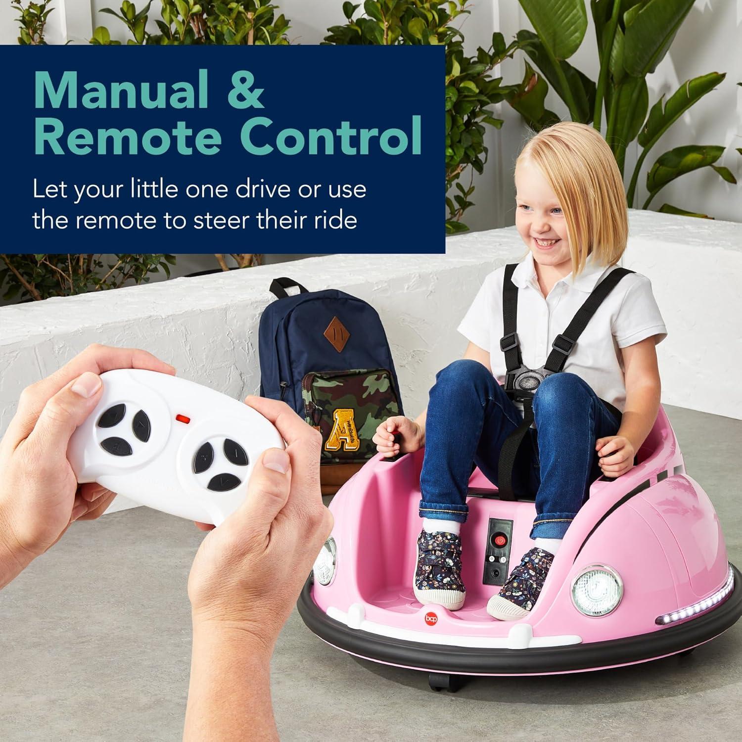 Coche Eléctrico Rosa para Niños 1.5-6 Años Control Remoto