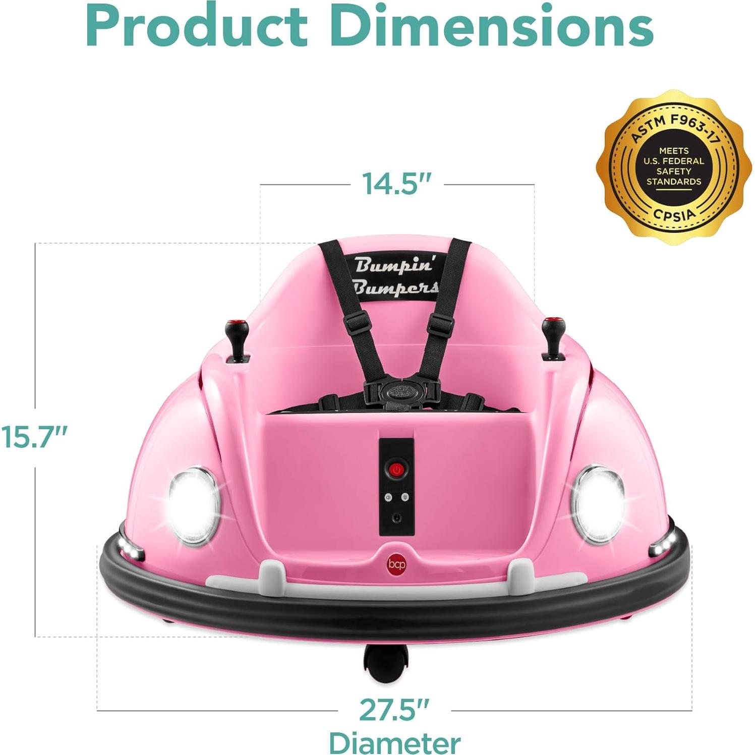 Coche Eléctrico Rosa para Niños 1.5-6 Años Control Remoto