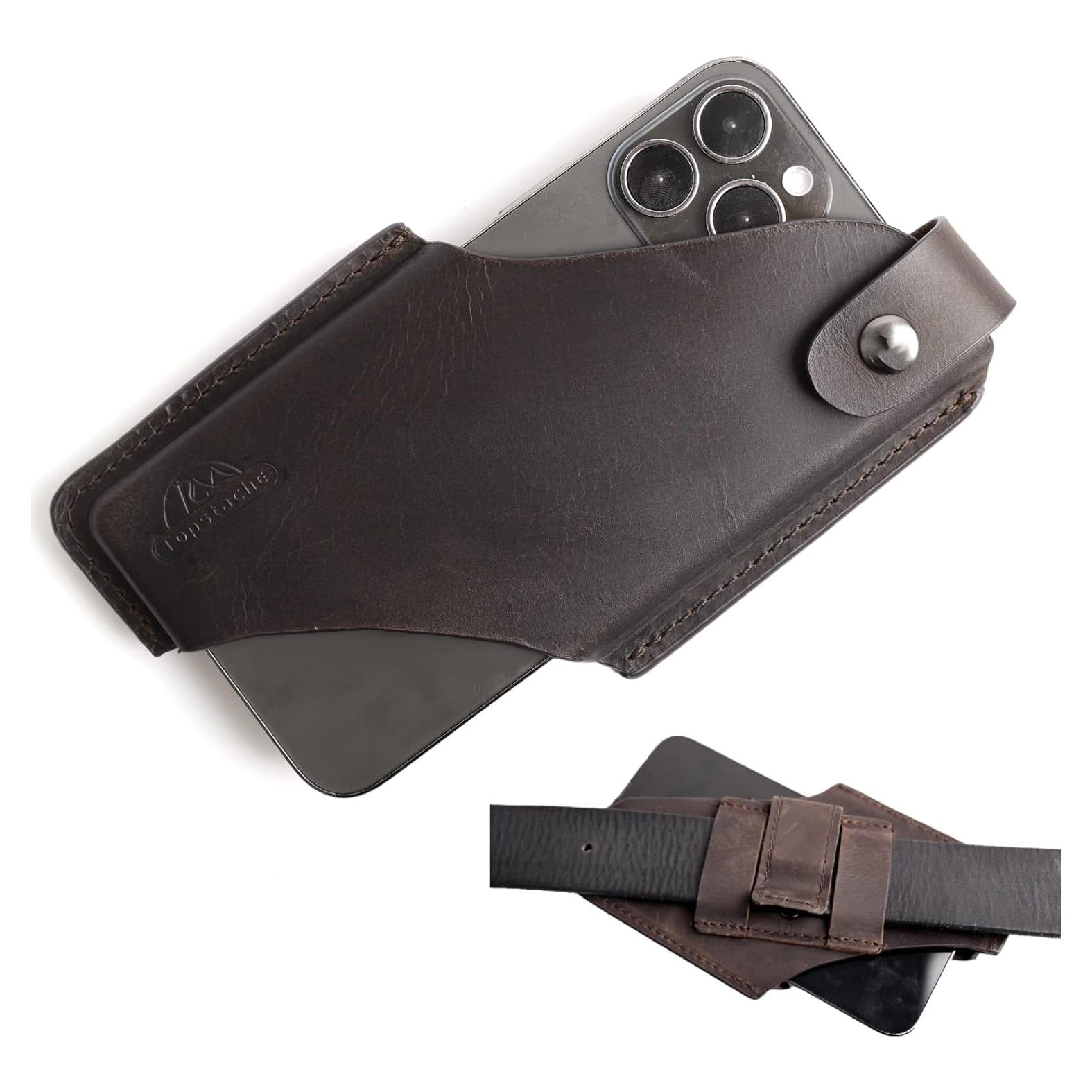 Funda de cuero Topstache para teléfono móvil marrón grande