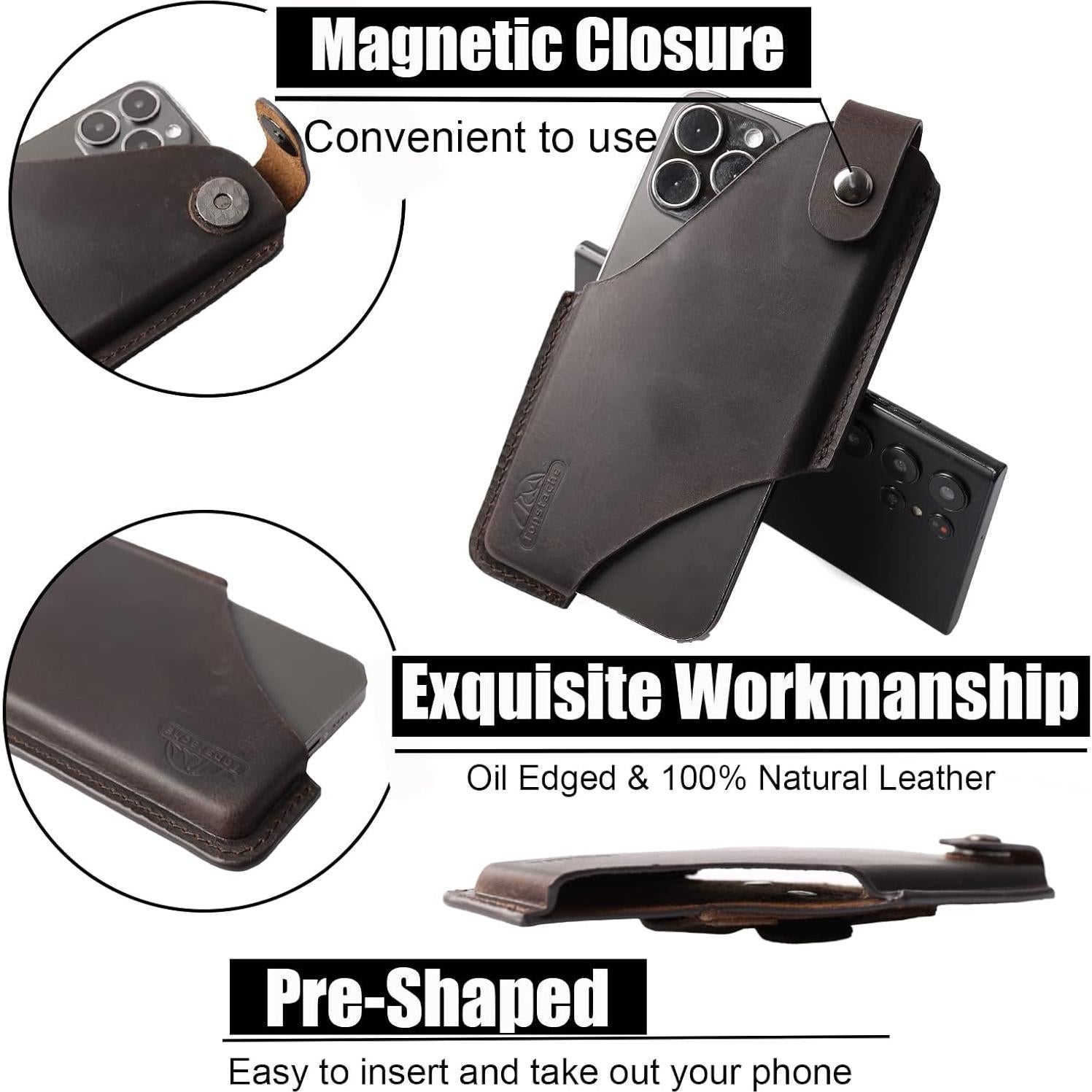 Funda de cuero Topstache para teléfono móvil marrón grande