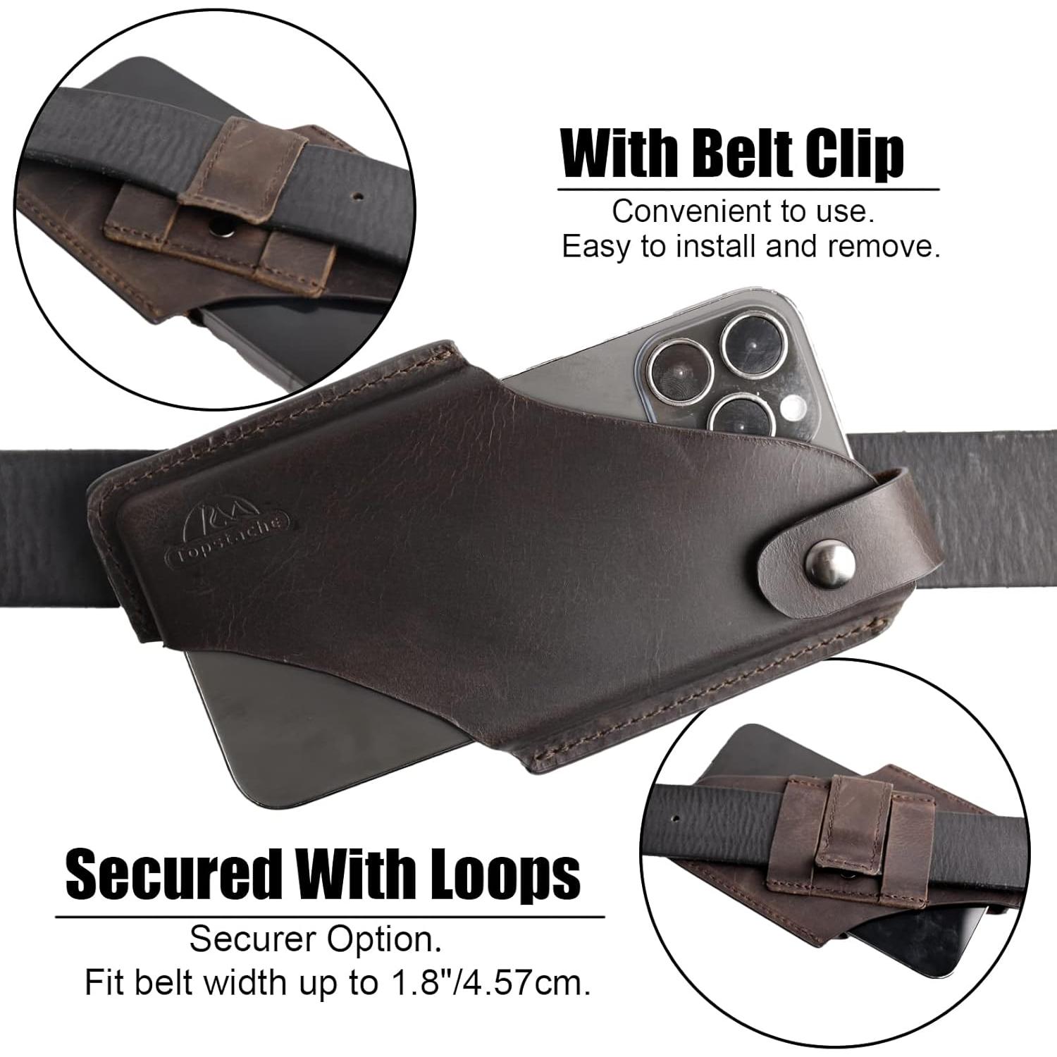 Funda de cuero Topstache para teléfono móvil marrón grande