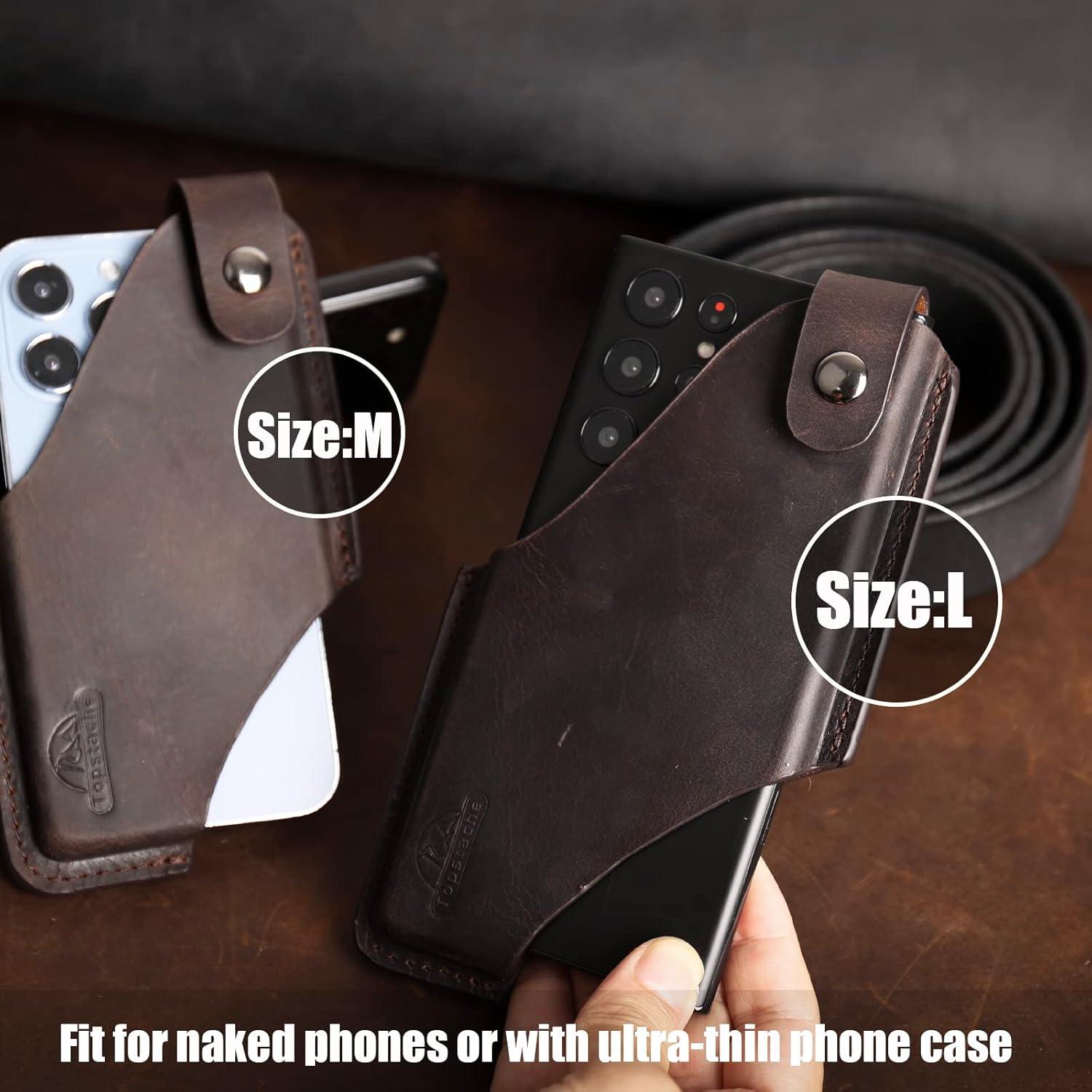 Funda de cuero Topstache para teléfono móvil marrón grande