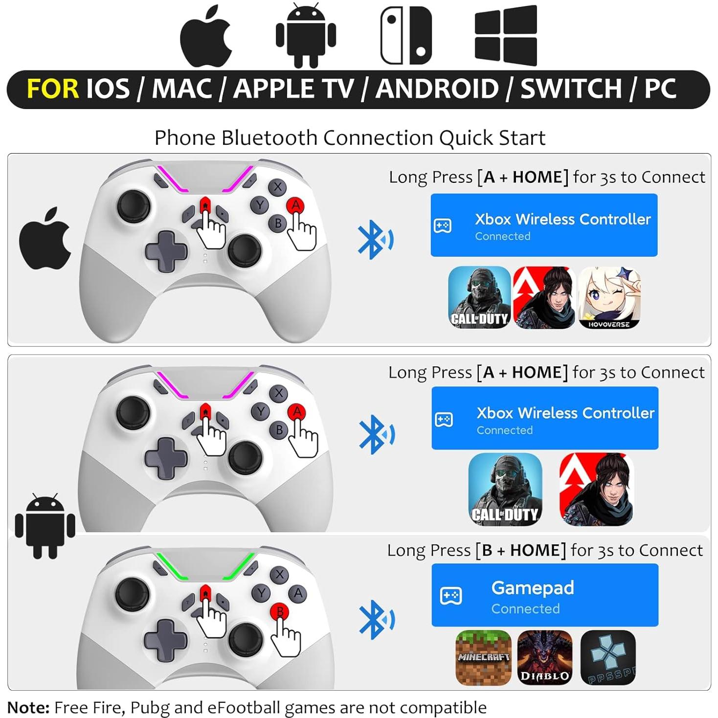 Controladores de Juego Inalámbricos Aghi para Nintendo Switch