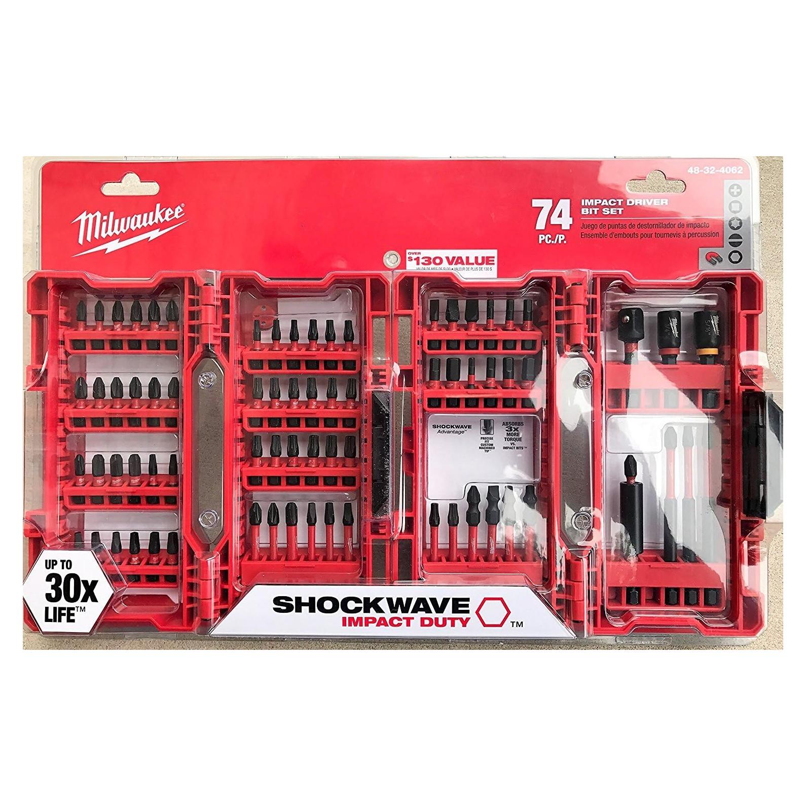 Juego de Puntas Milwaukee Shockwave 74 Piezas Acero