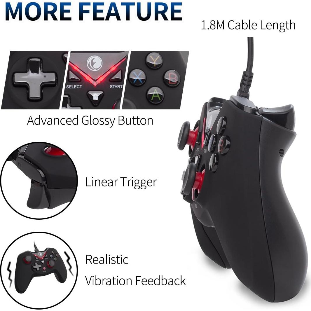 Controlador USB V-one Gamepad Rojo para PC y Android