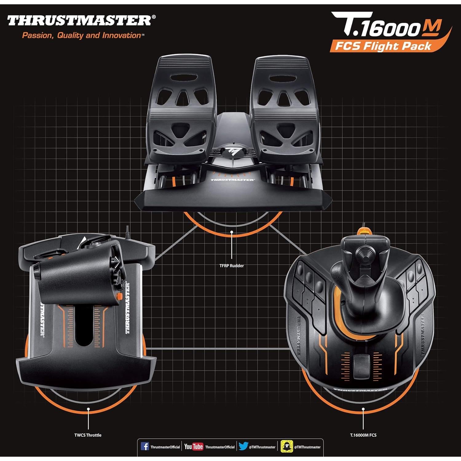 Paquete de Vuelo Thrustmaster T.16000M FCS - Joystick y Acelerador