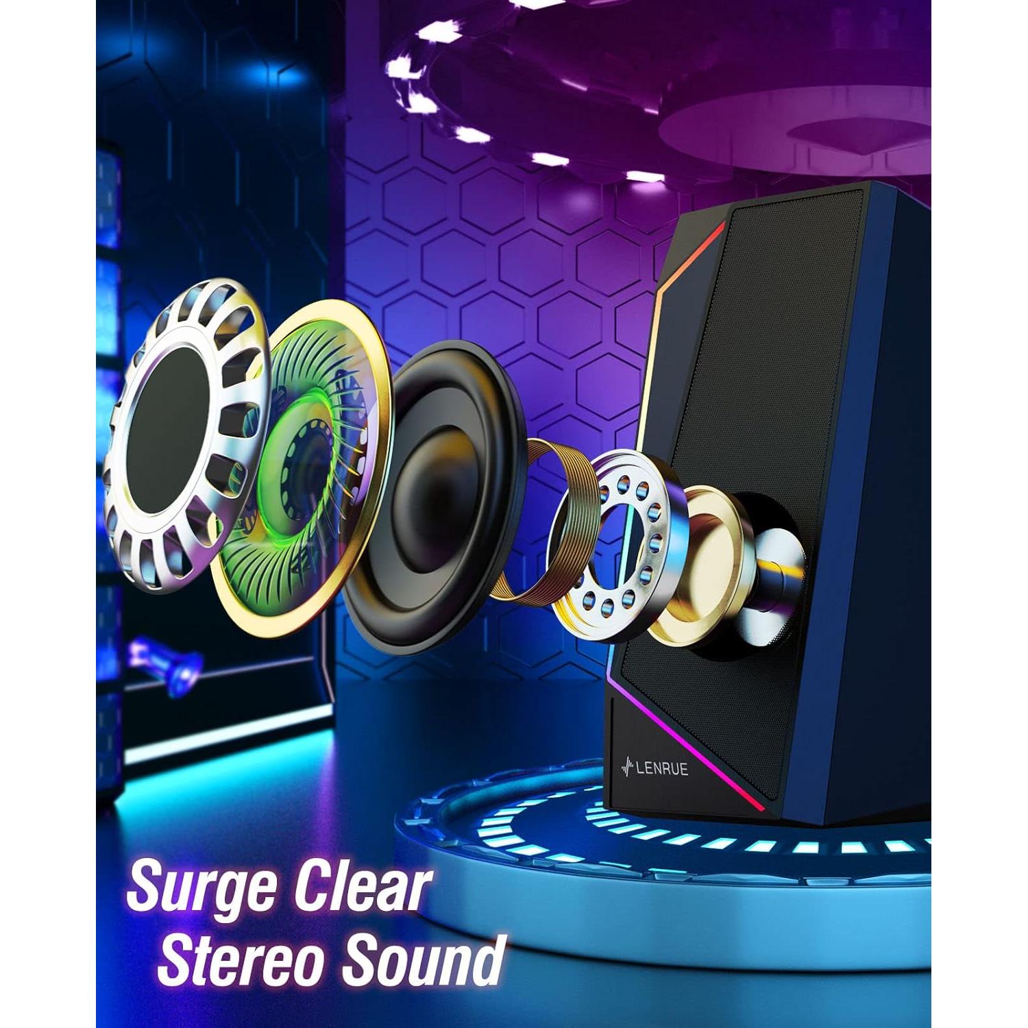 Altavoces LENRUE 1059 USB-C con Sonido Estéreo y Auriculares