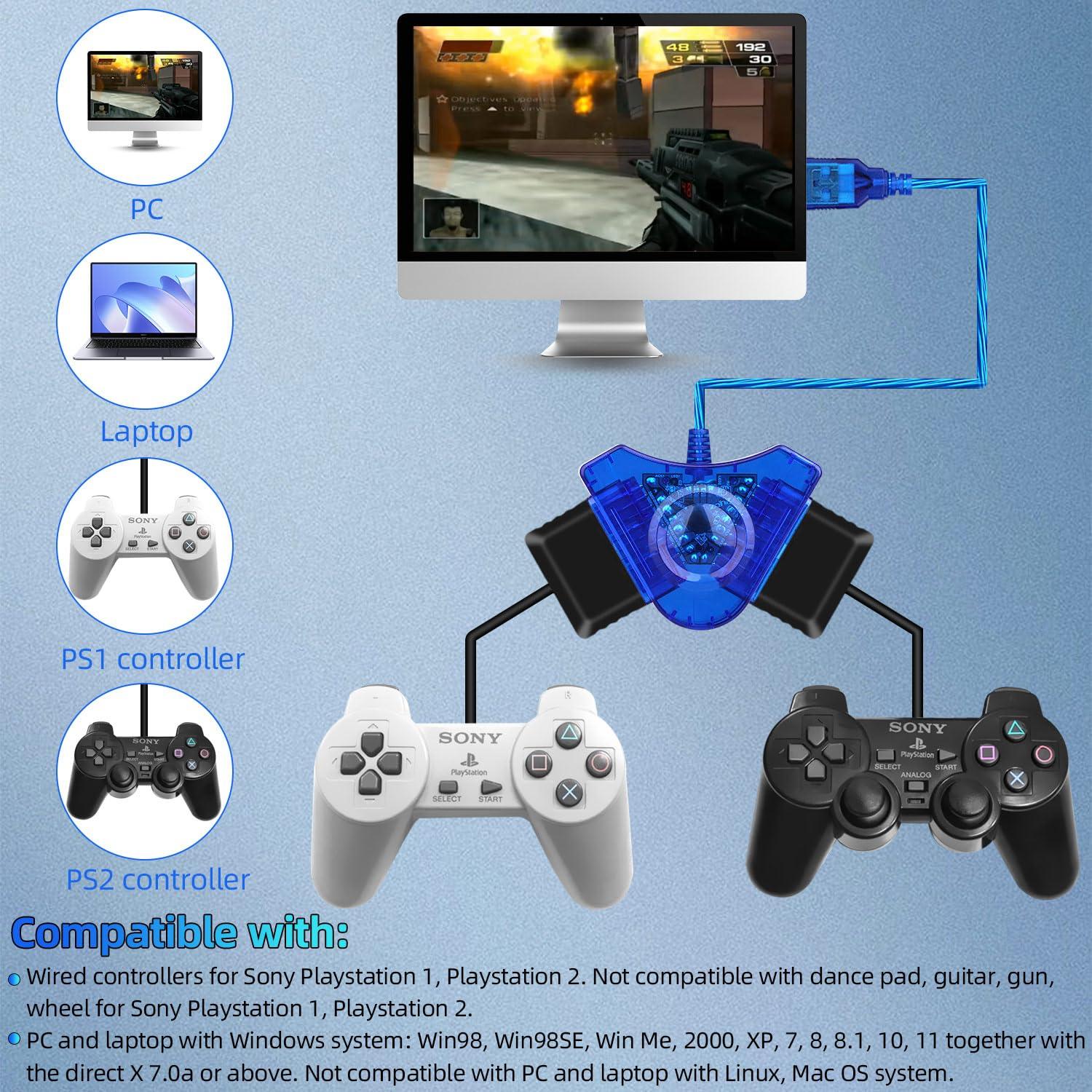 Adaptador USB OSTENT para Controladores PS1/PS2 a PC