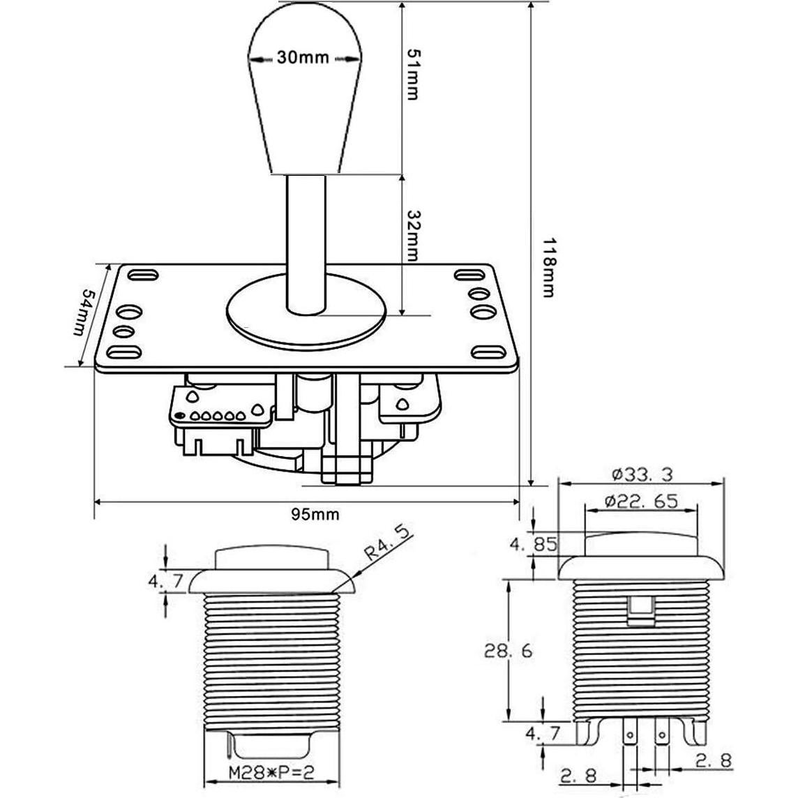 Kit Joystick LED Fosiya 2 Jugadores 8 Vías Rojo y Azul