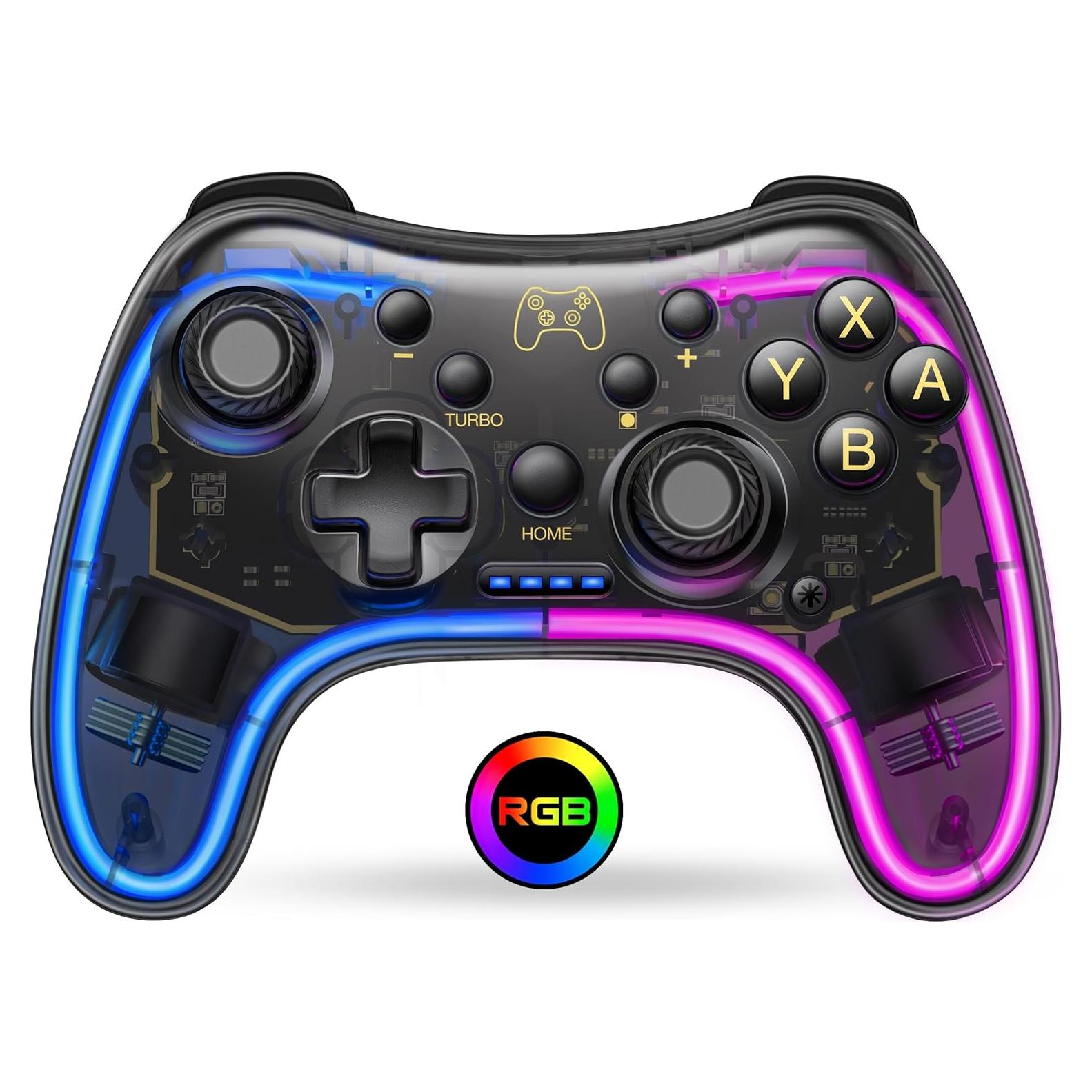 Controlador Pro Gammeefy para Switch con LED RGB y Turbo
