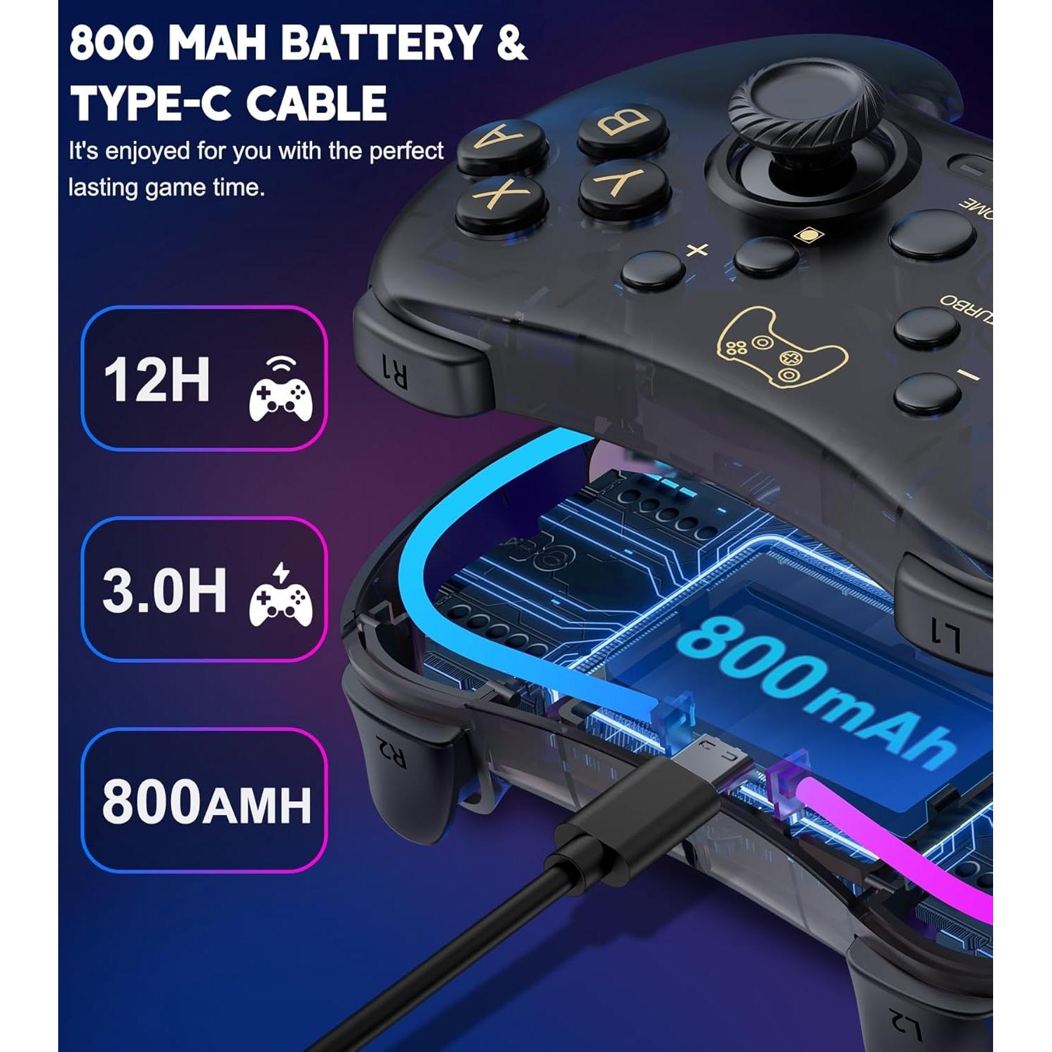 Controlador Pro Gammeefy para Switch con LED RGB y Turbo