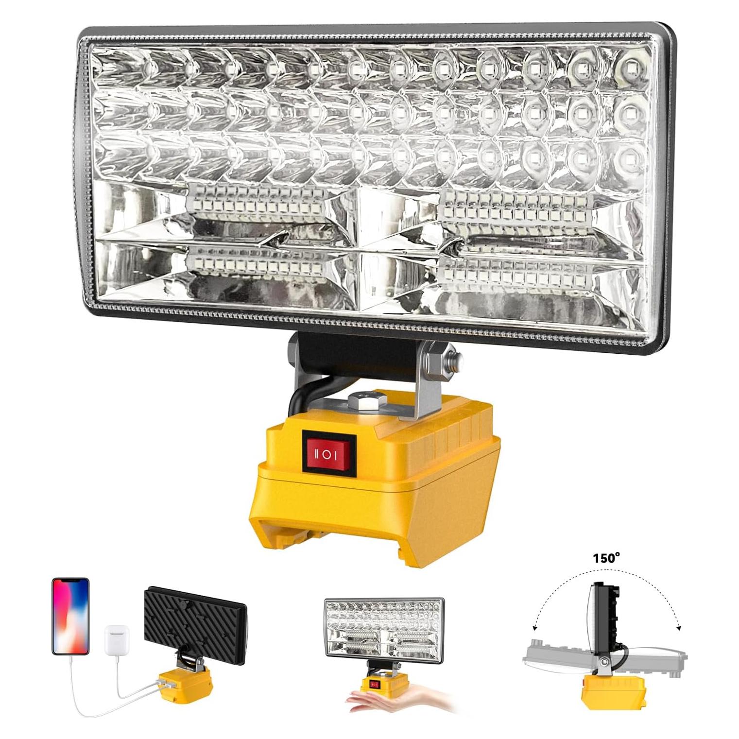 Luz de trabajo LED DEMIMA 20V 5400 lúmenes USB portátil