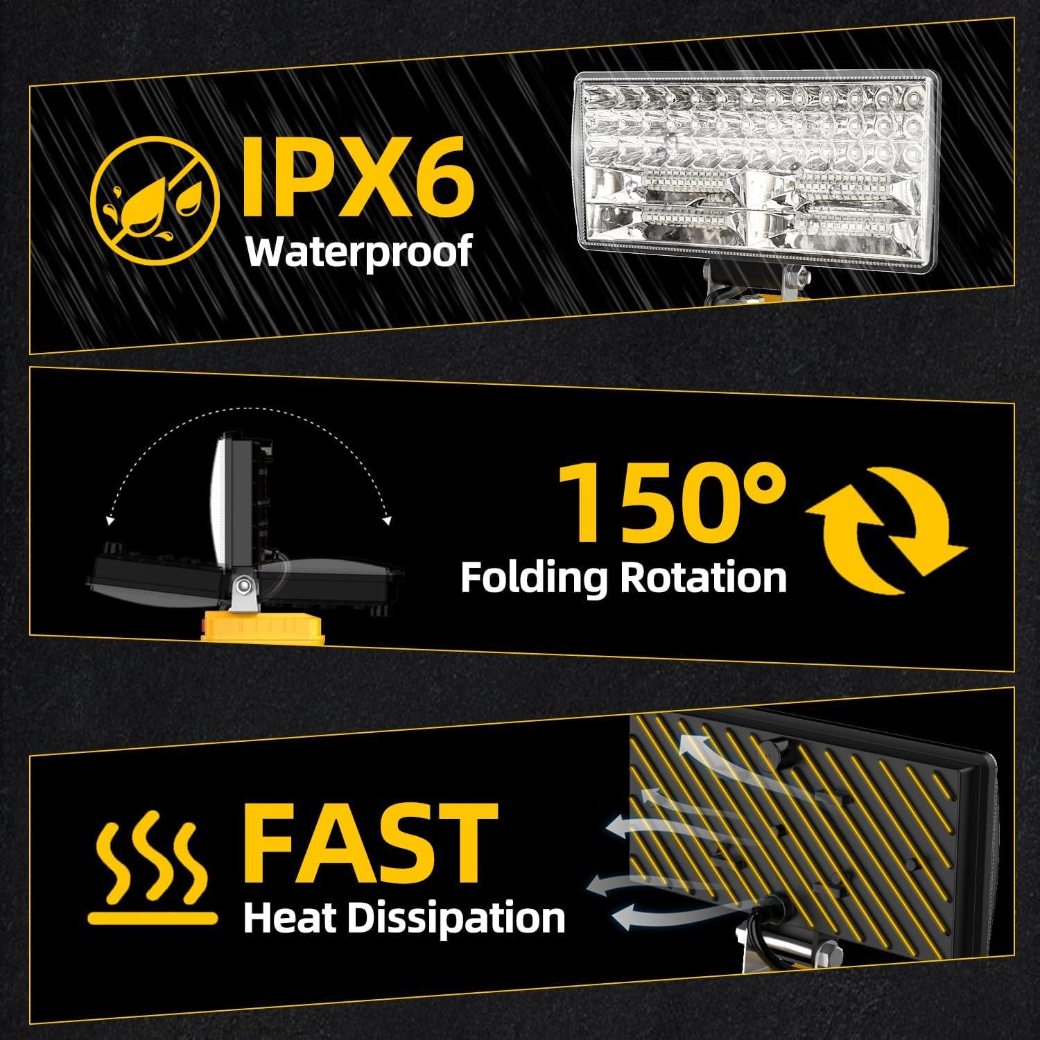 Luz de trabajo LED DEMIMA 20V 5400 lúmenes USB portátil