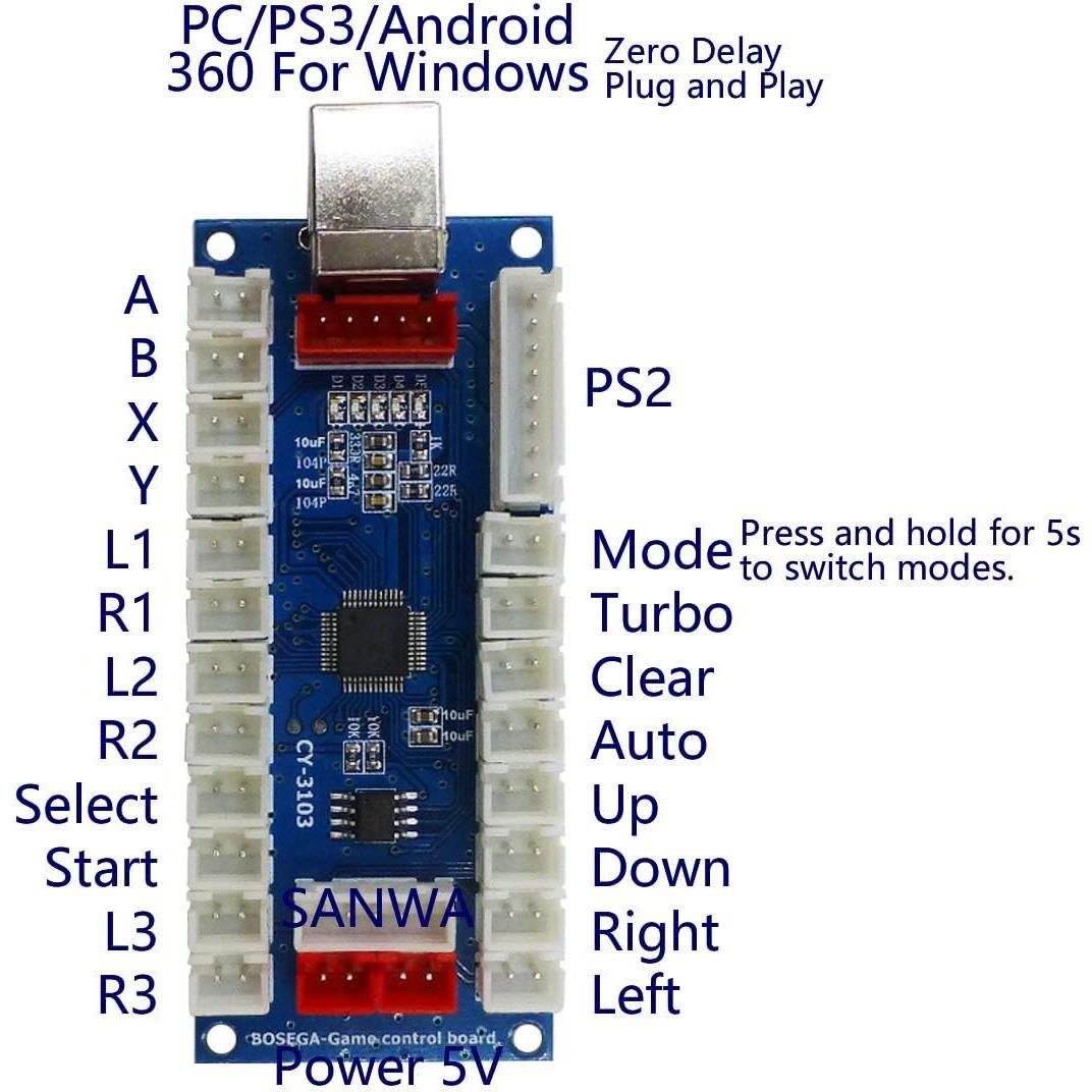 Controlador Arcade SJ@JX Kit DIY USB PS2 Sin Retraso