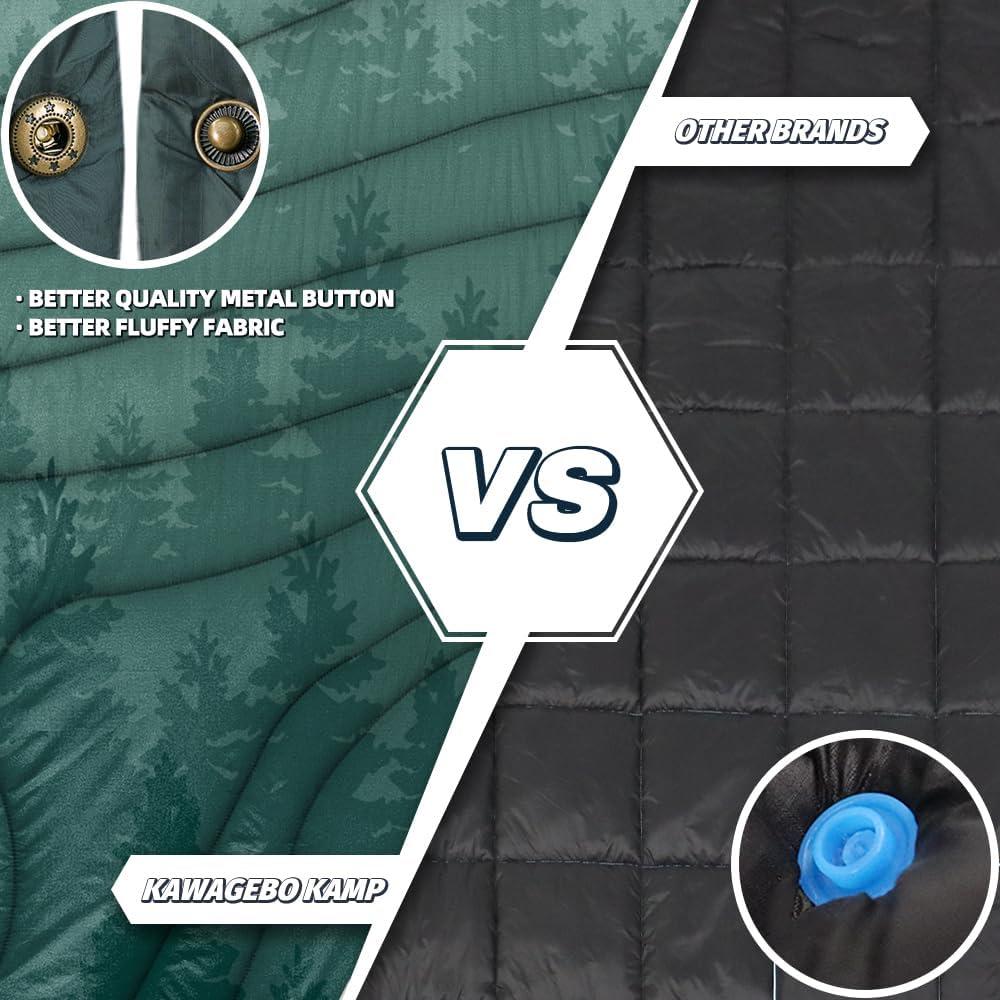 Outdoor Camping Blanket with Sherpa Lining, Extra Warm Thick Camp Blankets and Puffy Ultralight Soft Poncho DWR Camping Quilt for Cold Weather, Adventure, Sleeping, Backpacking 78"x 56"