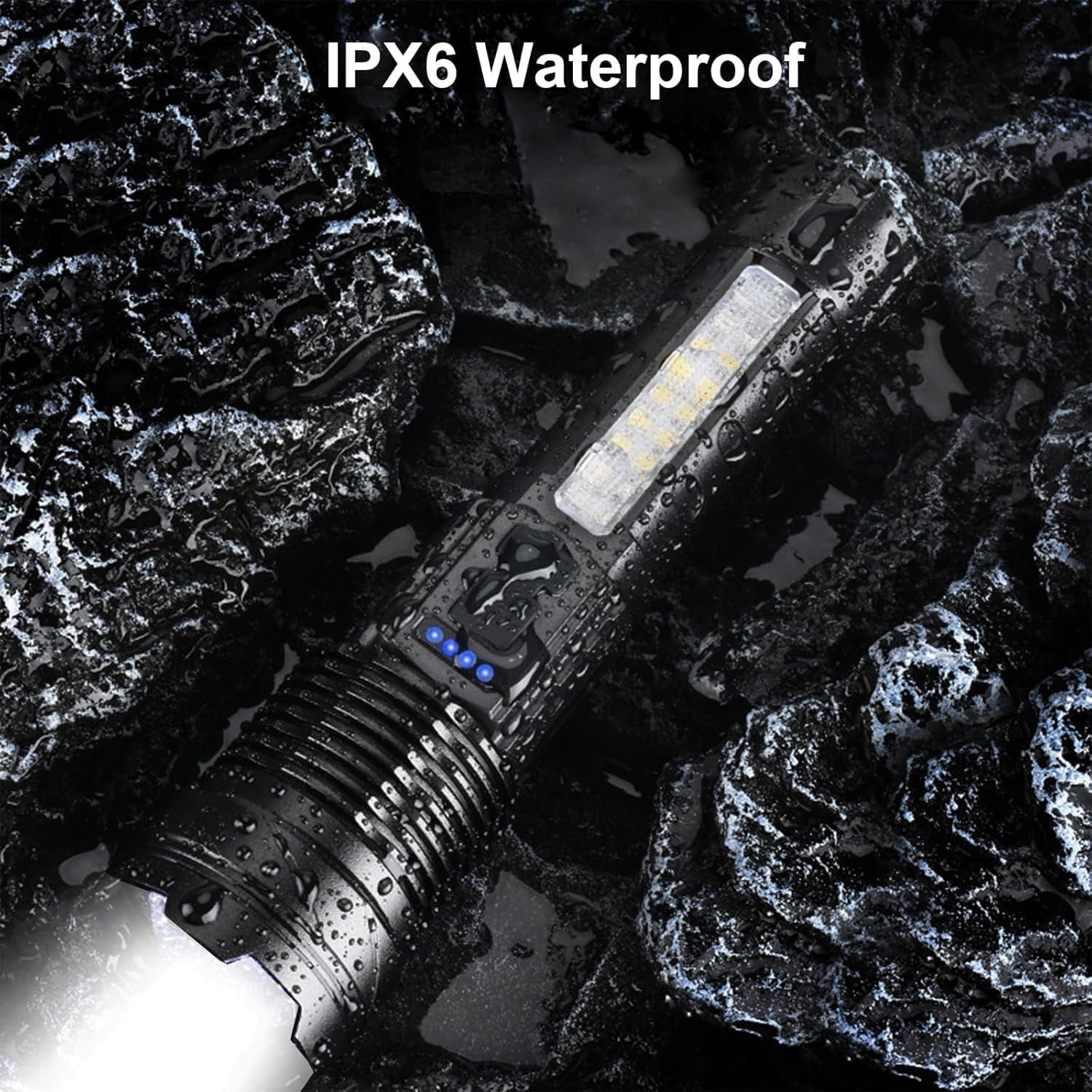 Linterna Táctica LED Ewenele 2 PCS 1,000,000 Lúmenes USB C