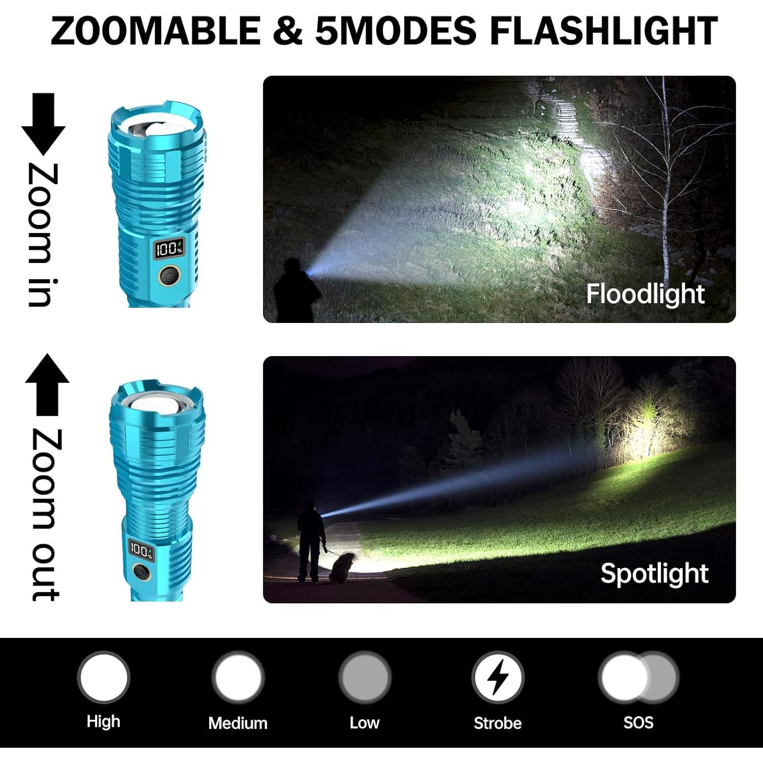 Linterna Táctica Recargable CHILDBOT 1000000LM Impermeable
