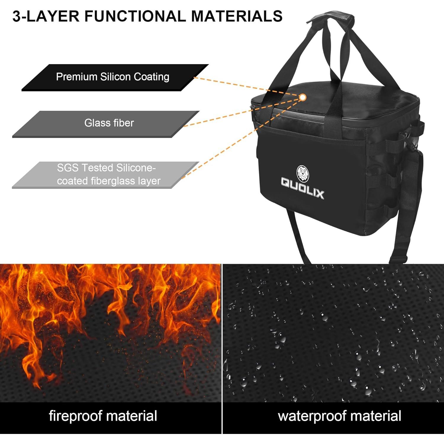 Fireproof Camping Stove Storage Bag - 2500°F Heat Resistant & IPX4 Waterproof Portable Carry Case, 13.7x11x9.8 Inch Durable Camping Organizer for Outdoor Backpacking, Hiking Cookware, and Picnic