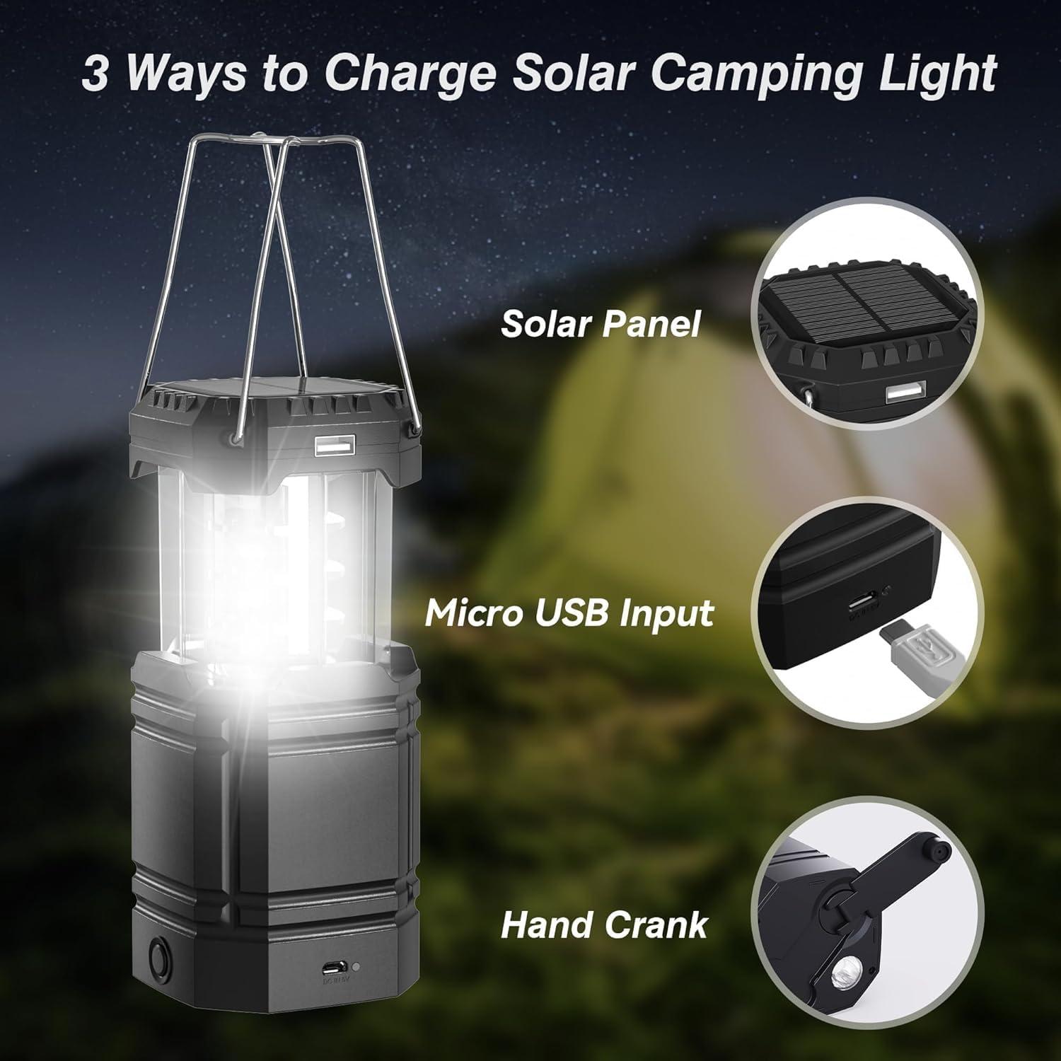 Linterna de Camping Mesqool 3000mAh LED USB Solar Portátil
