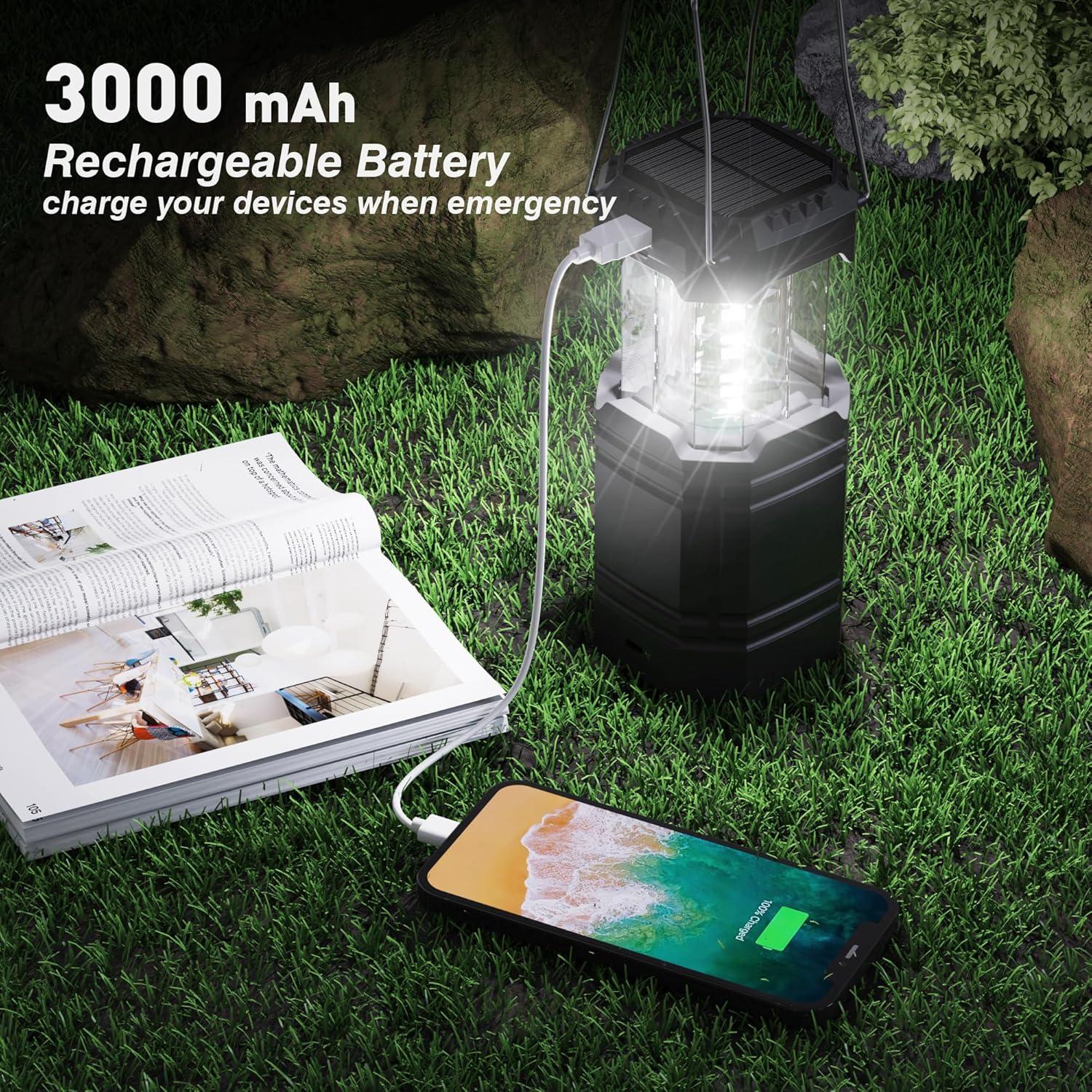 Linterna de Camping Mesqool 3000mAh LED USB Solar Portátil