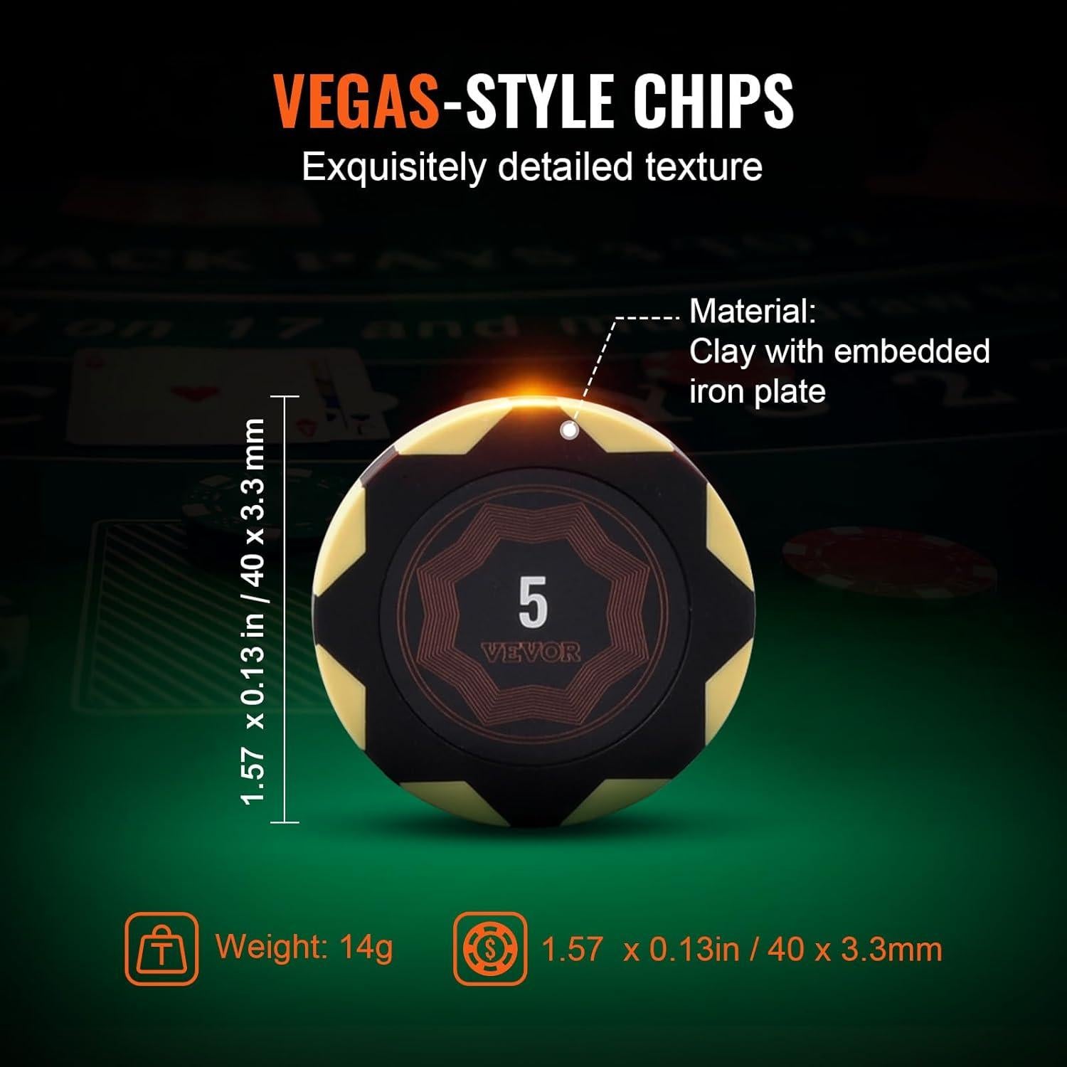 Juego de Póker VEVOR 300 Fichas 14g con Estuche