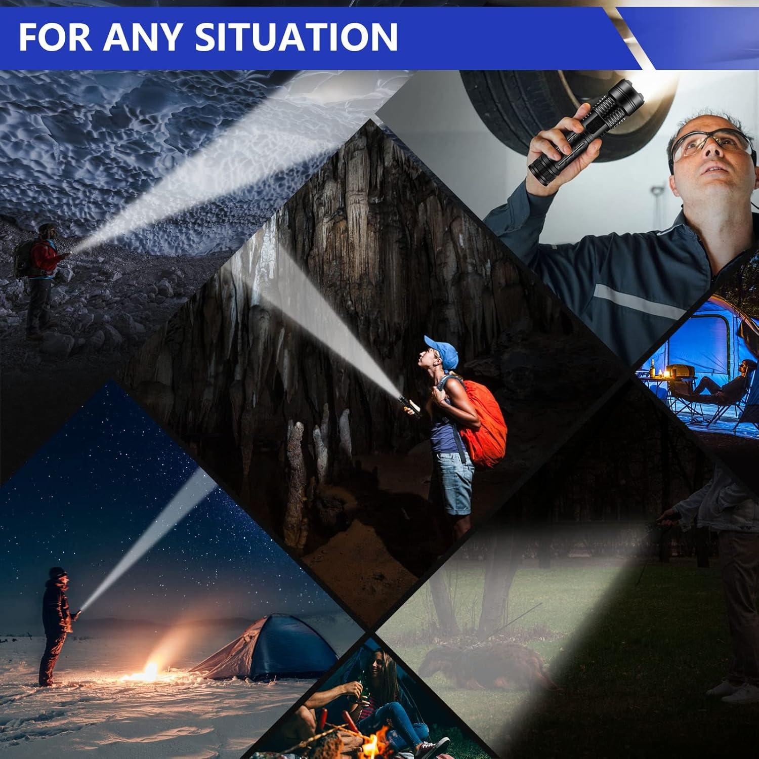 Esgofo Flashlights High Lumens 10000 Rechargeable, Super Bright Handheld LED Flash Light, Powerful Emergency Linternas, Waterproof, Long Lasting, for Hiking Camping Gift