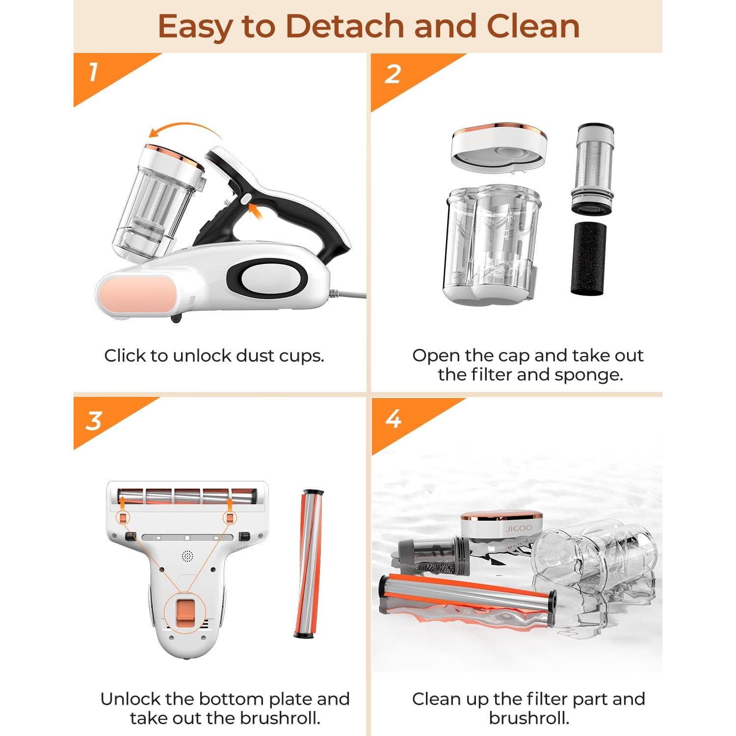 Aspiradora de Cama JIGOO J300 con Luz UV y 500W